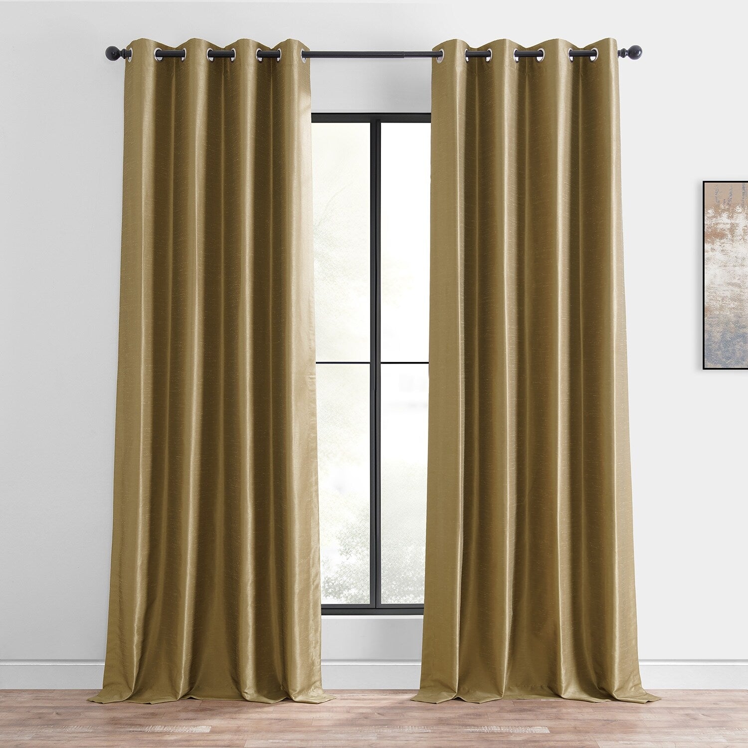 Exclusive Fabrics Textured Dupioni Faux Silk Blackout Grommet Curtain Panel