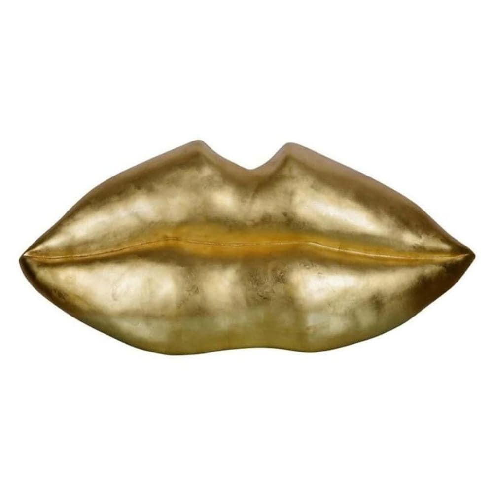 Polyresin Golden Lip Sculpture - 23Hx49Wx3.9D