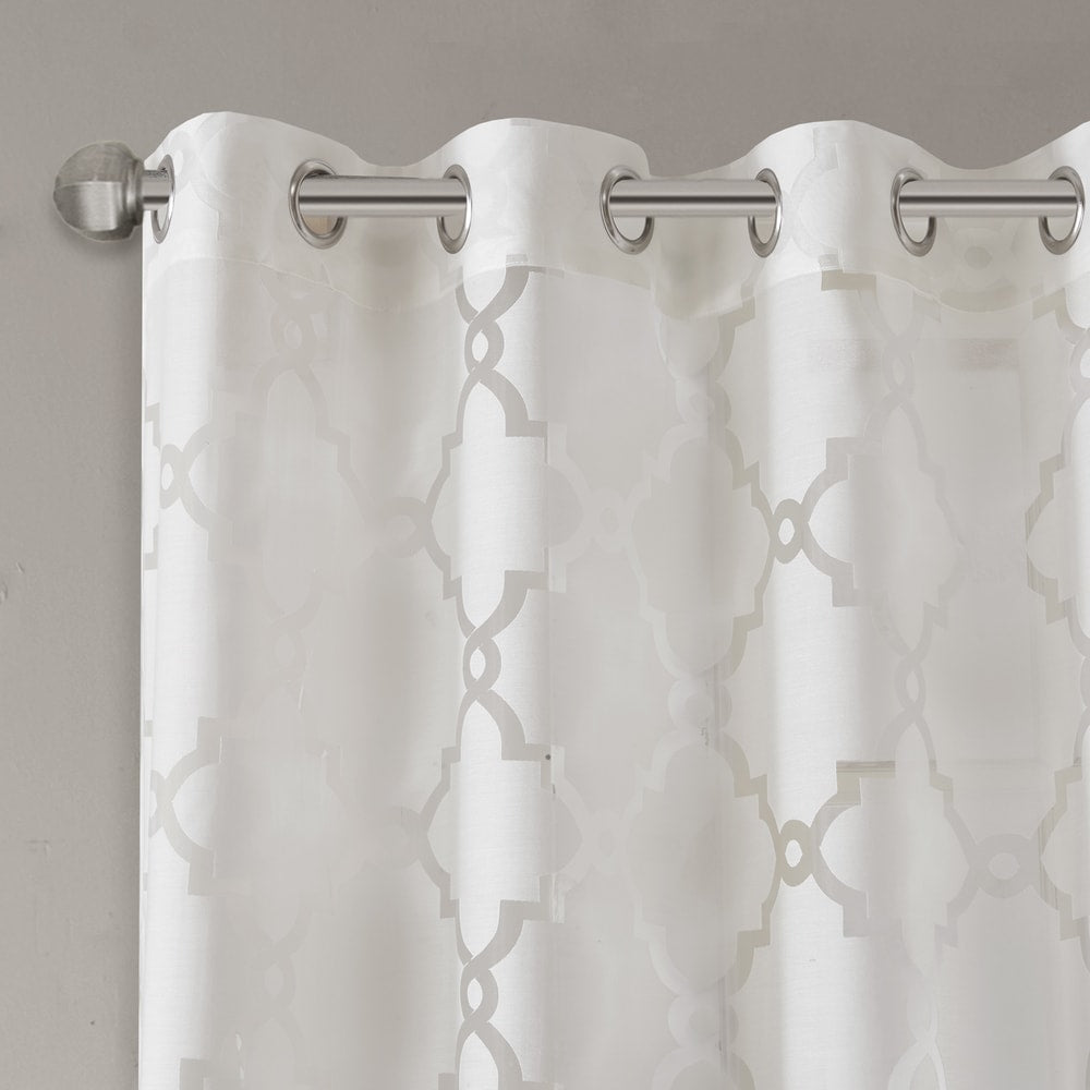 Madison Park Laya Fretwork Burnout Sheer Curtain Panel