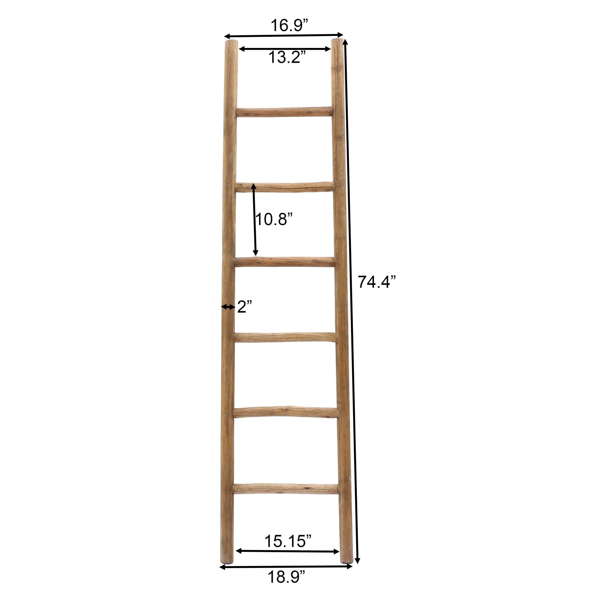 Rustic Natural Wood 6ft Decorative Blanket Ladder - 74.4 H x 18.9 W x 2 D