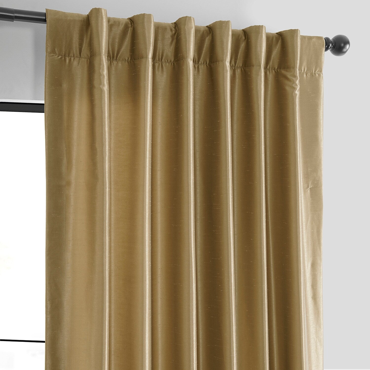 Exclusive Fabric Flax Gold Textured Silk Single Curtain (1 Panel)