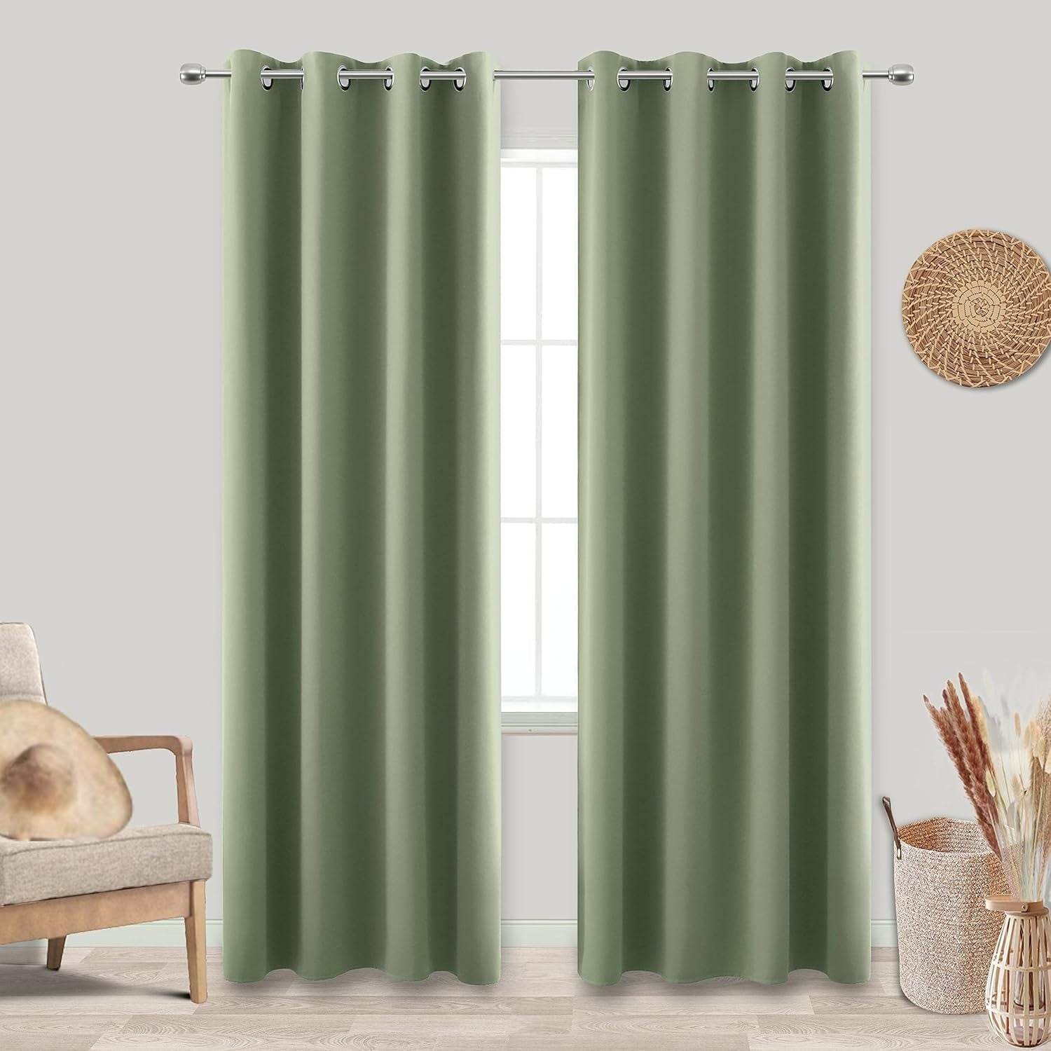 2 Pcs 108 Inch Heavy Insulated Blackout Curtain Panels