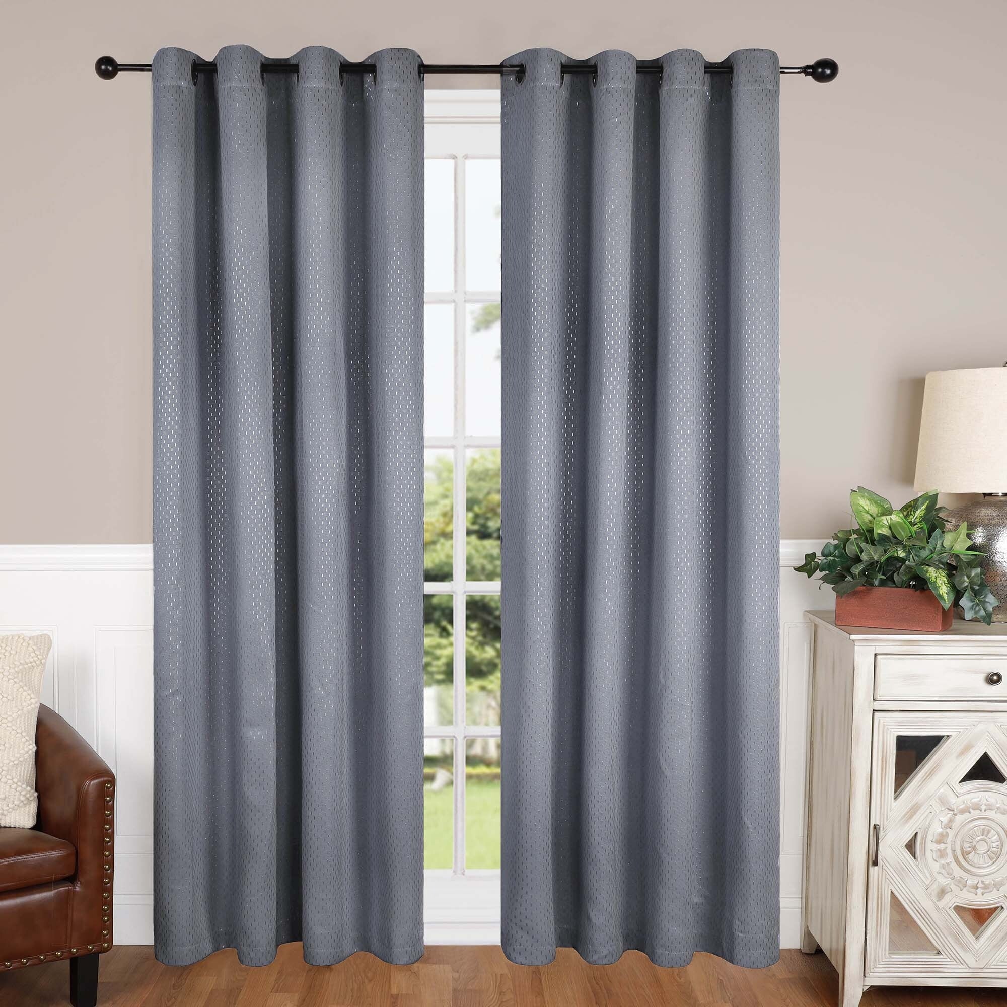 Superior Shimmer Washable Room Darkening Curtains, Set of 2 Panels