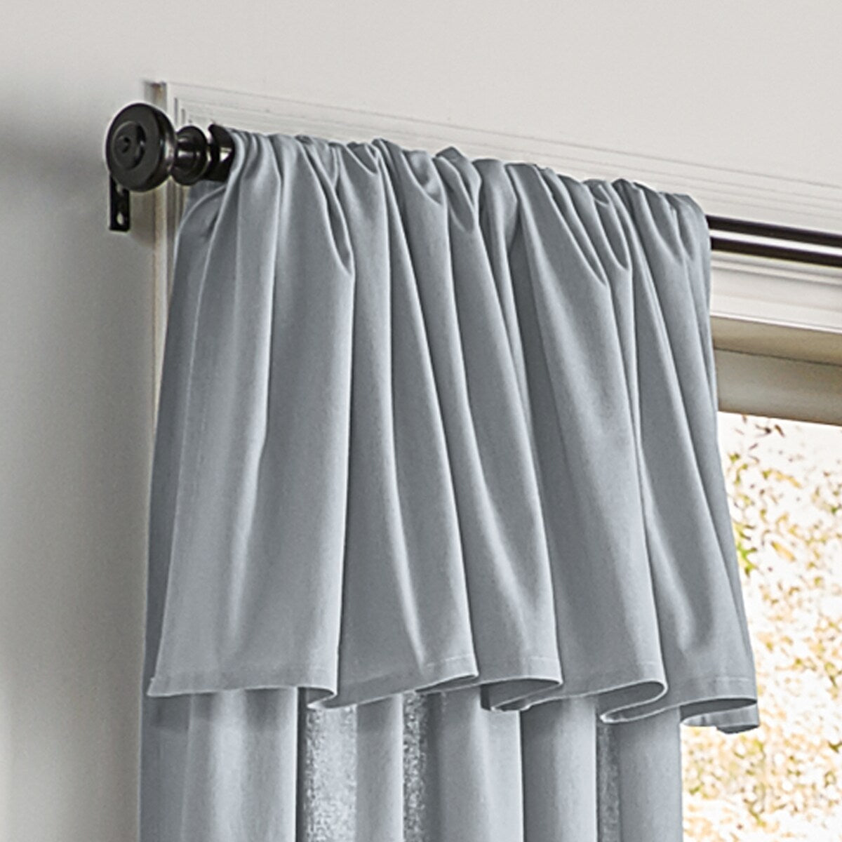 Mercantile Drop Cloth Light Filtering Ring Top Tab Farmhouse Curtain Panel with Valance