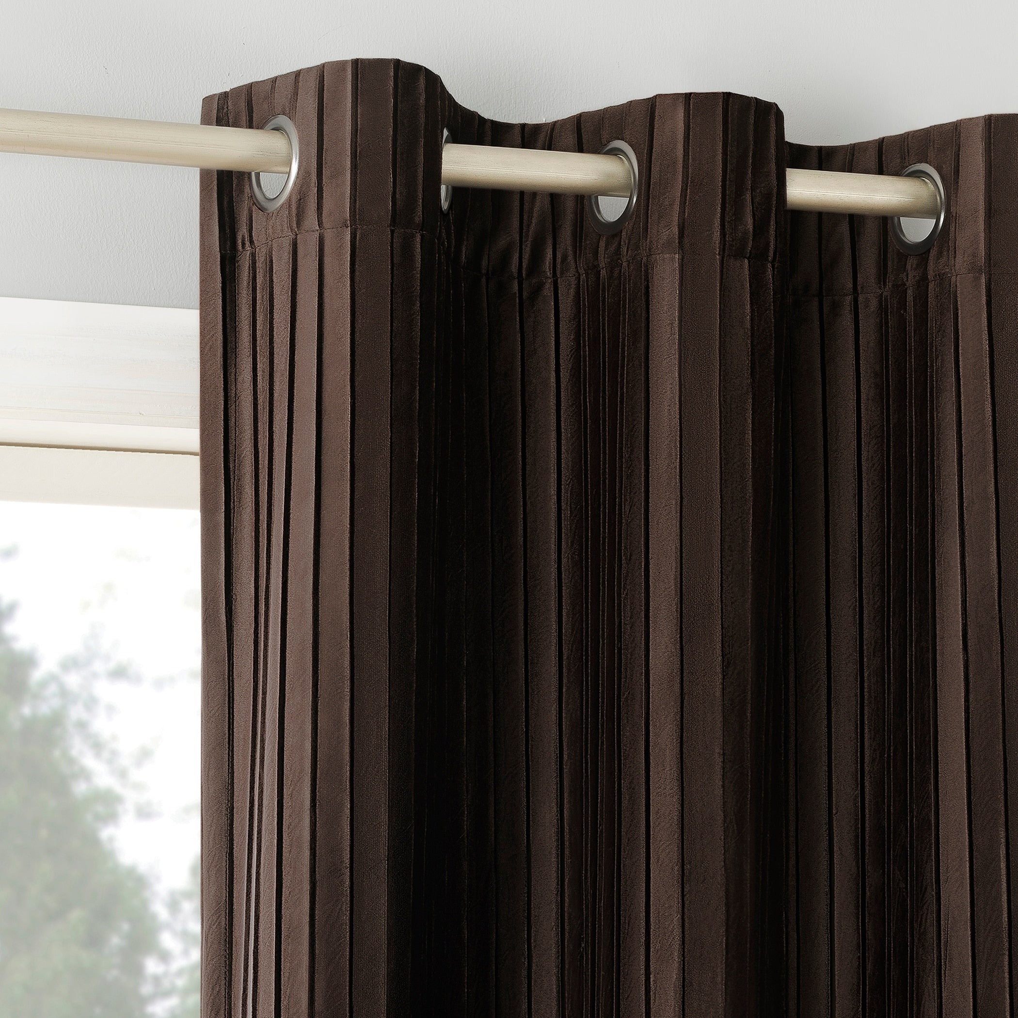 Sun Zero Cascade Pleated Velvet Blackout Grommet 1-Piece Curtain Panel, Single Panel