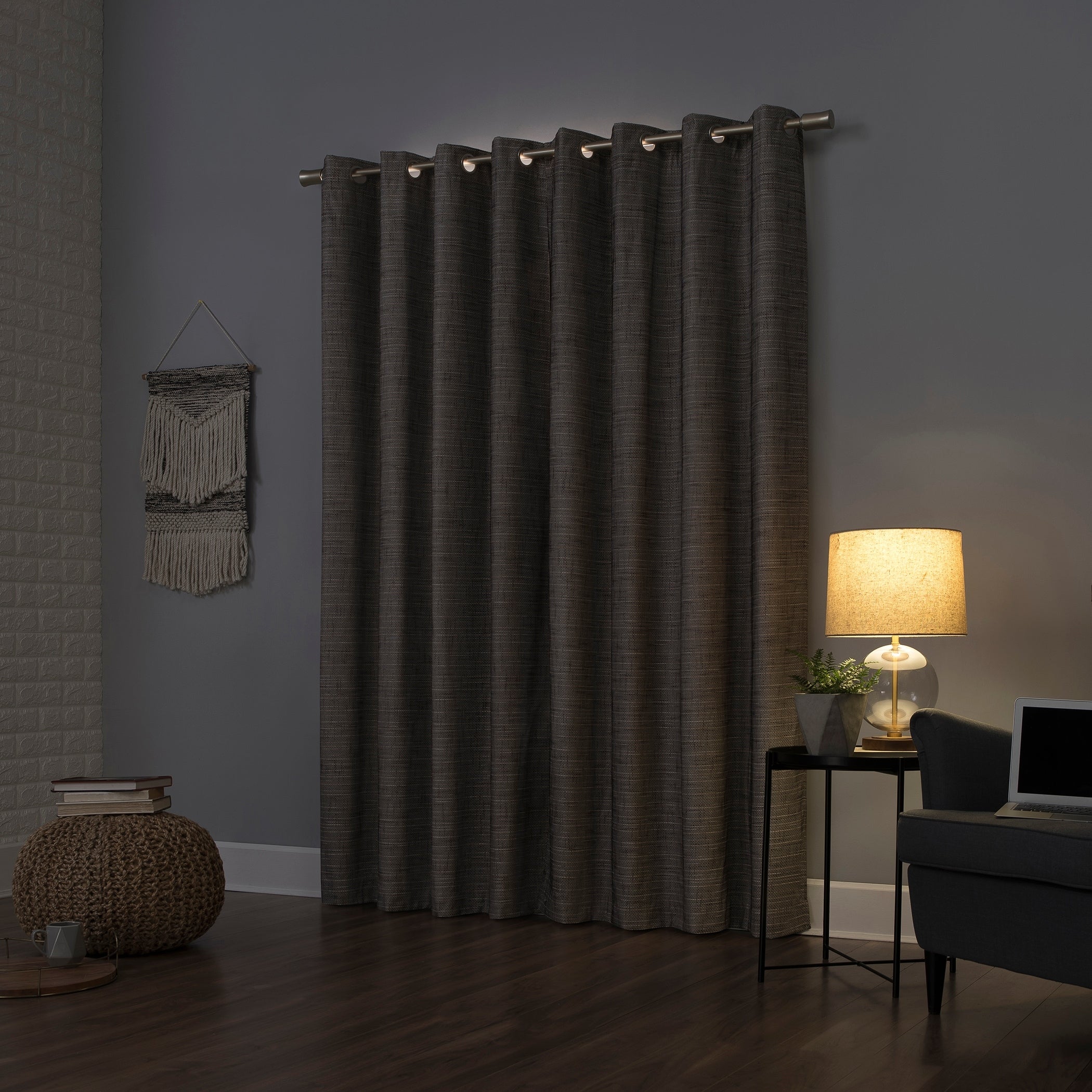 Sun Zero Kline Burlap Weave Thermal Extreme Total Blackout Grommet Curtain Panel, Single Panel