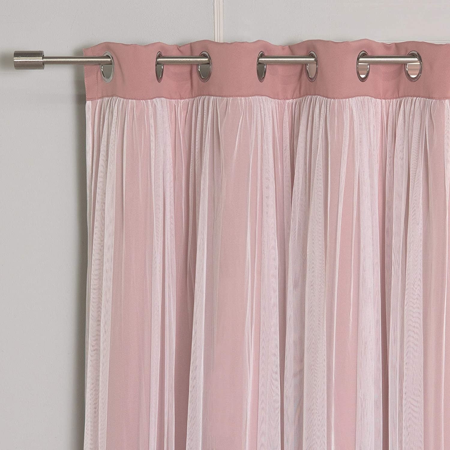 Aurora Home Gathered Tulle Overlay Blackout Curtain Panel Pair