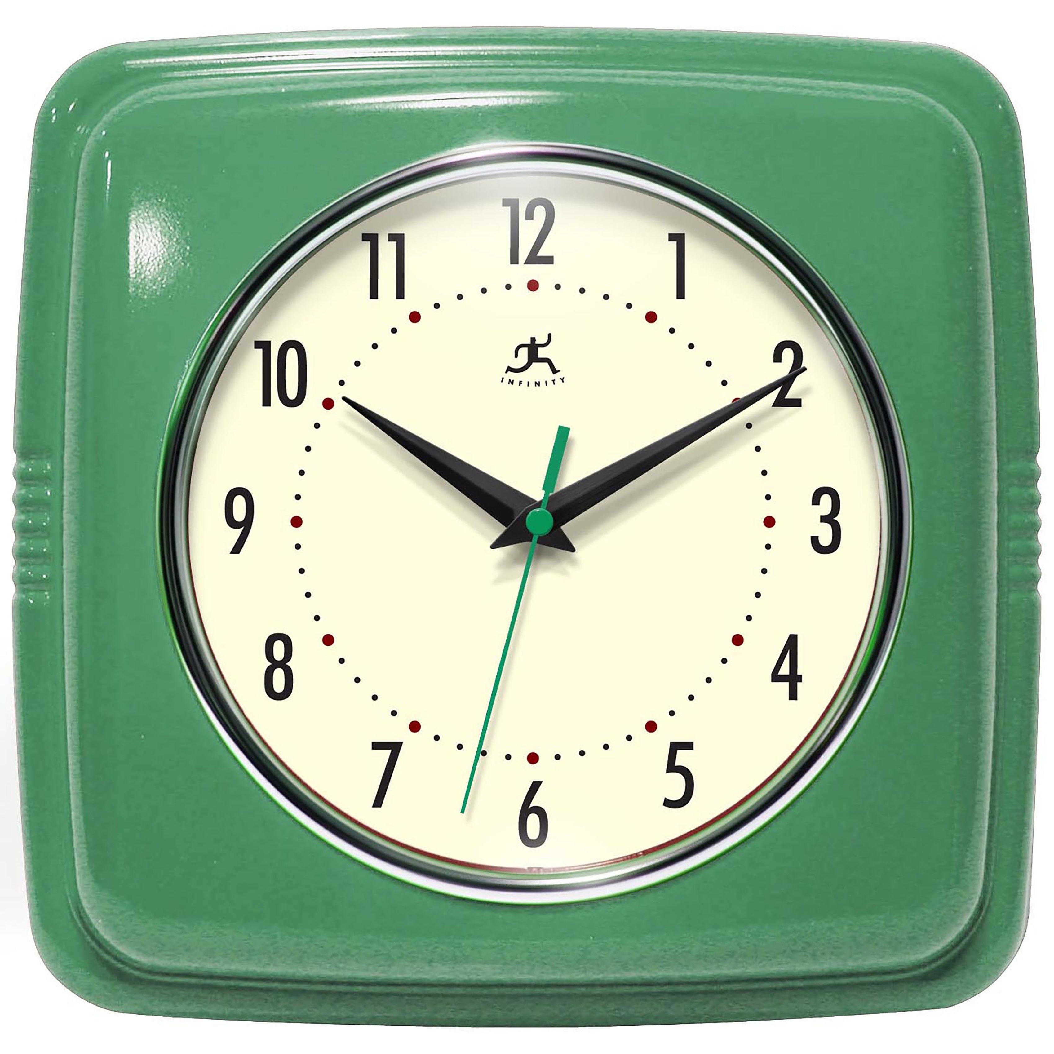 Infinity Instruments Retro 9.25-inch Square Wall Clock - 9.25 x 1.875 x 9.5