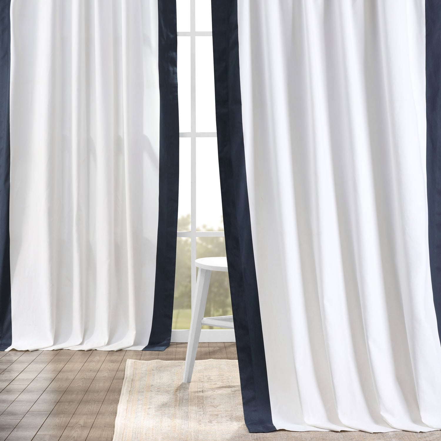 Exclusive Fabrics Urban Borders Vertical Colorblock Panama Cotton Curtain (1 Panel)