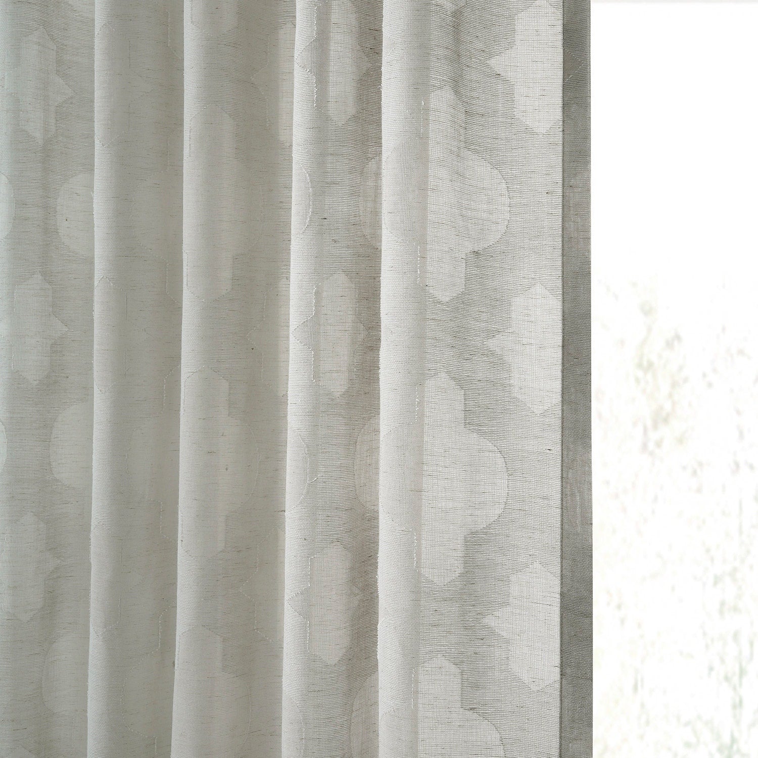 Exclusive Fabrics Calais Tile Patterned Faux Linen Sheer Curtain