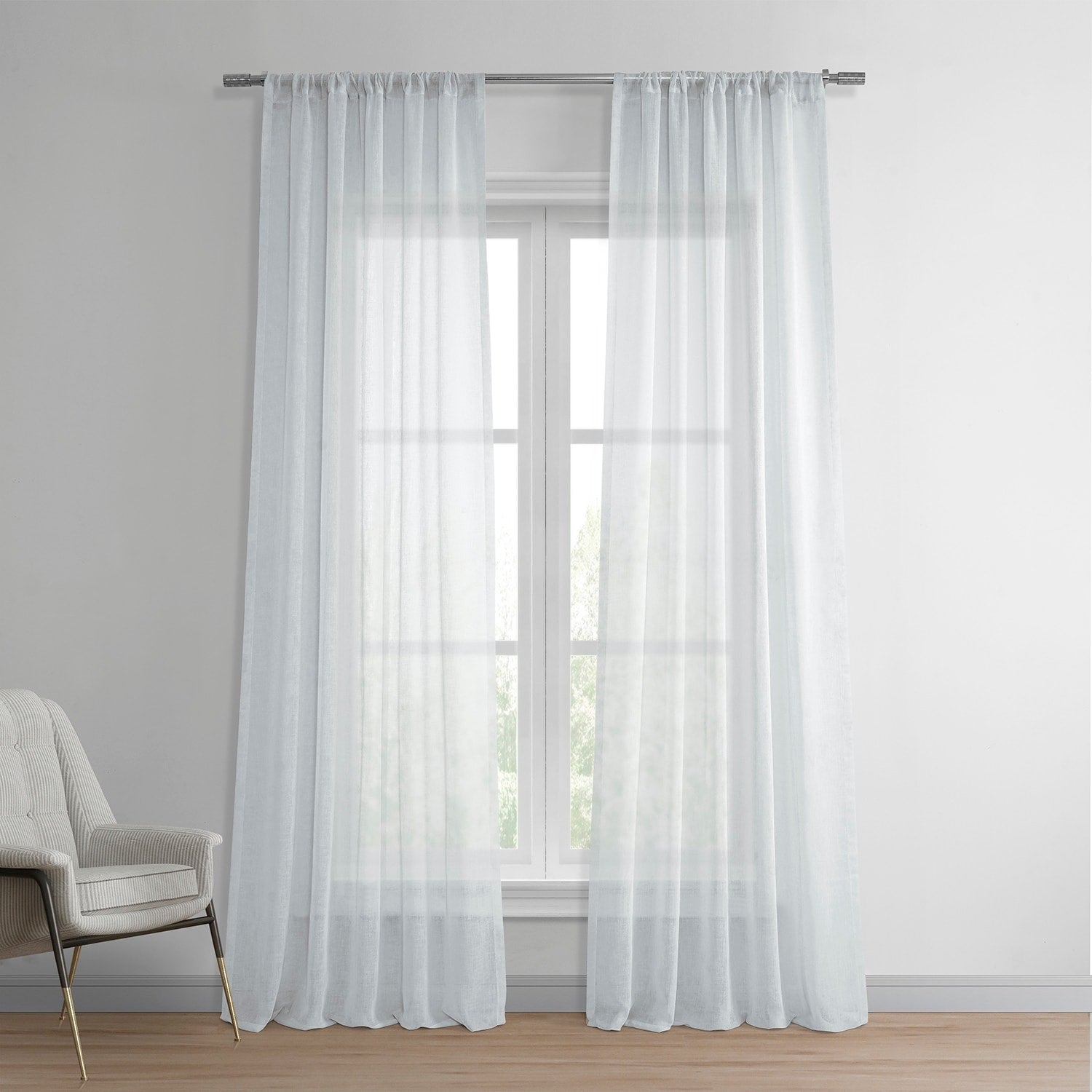 Exclusive Fabrics Solid Faux Linen Sheer Curtain (1 Panel)