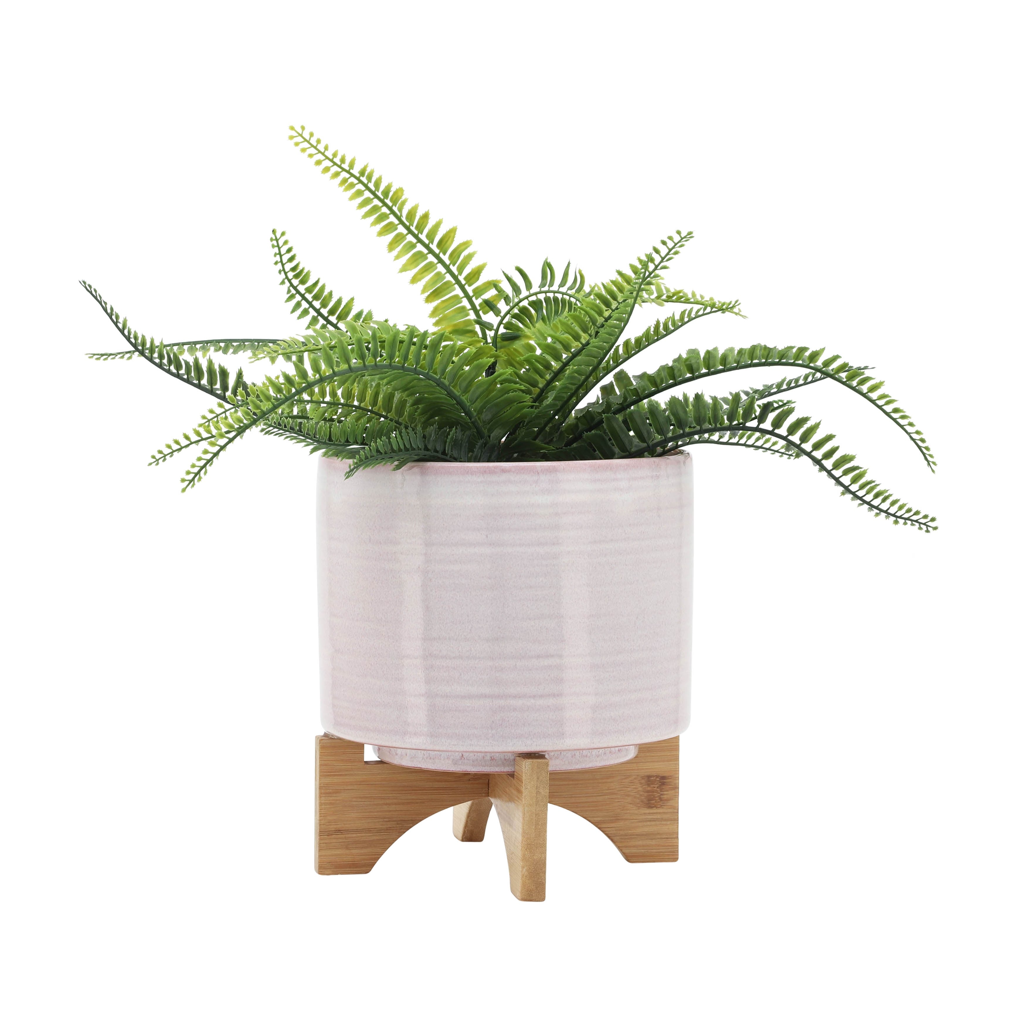 Sagebrook Home Modern Textured Ceramic Planter with Stand Indoor Outdoor