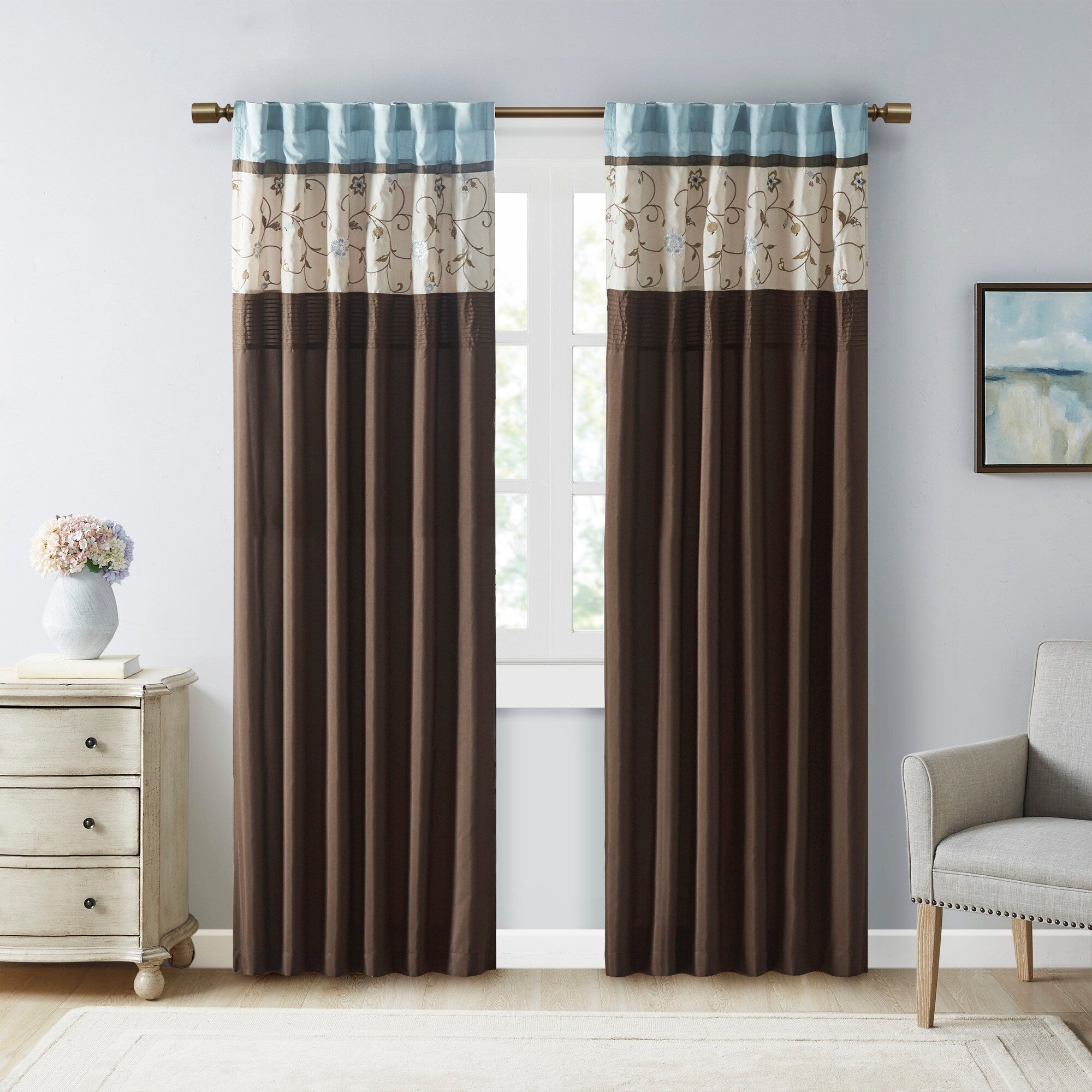 Madison Park Belle Embroidered Window Curtain Panel