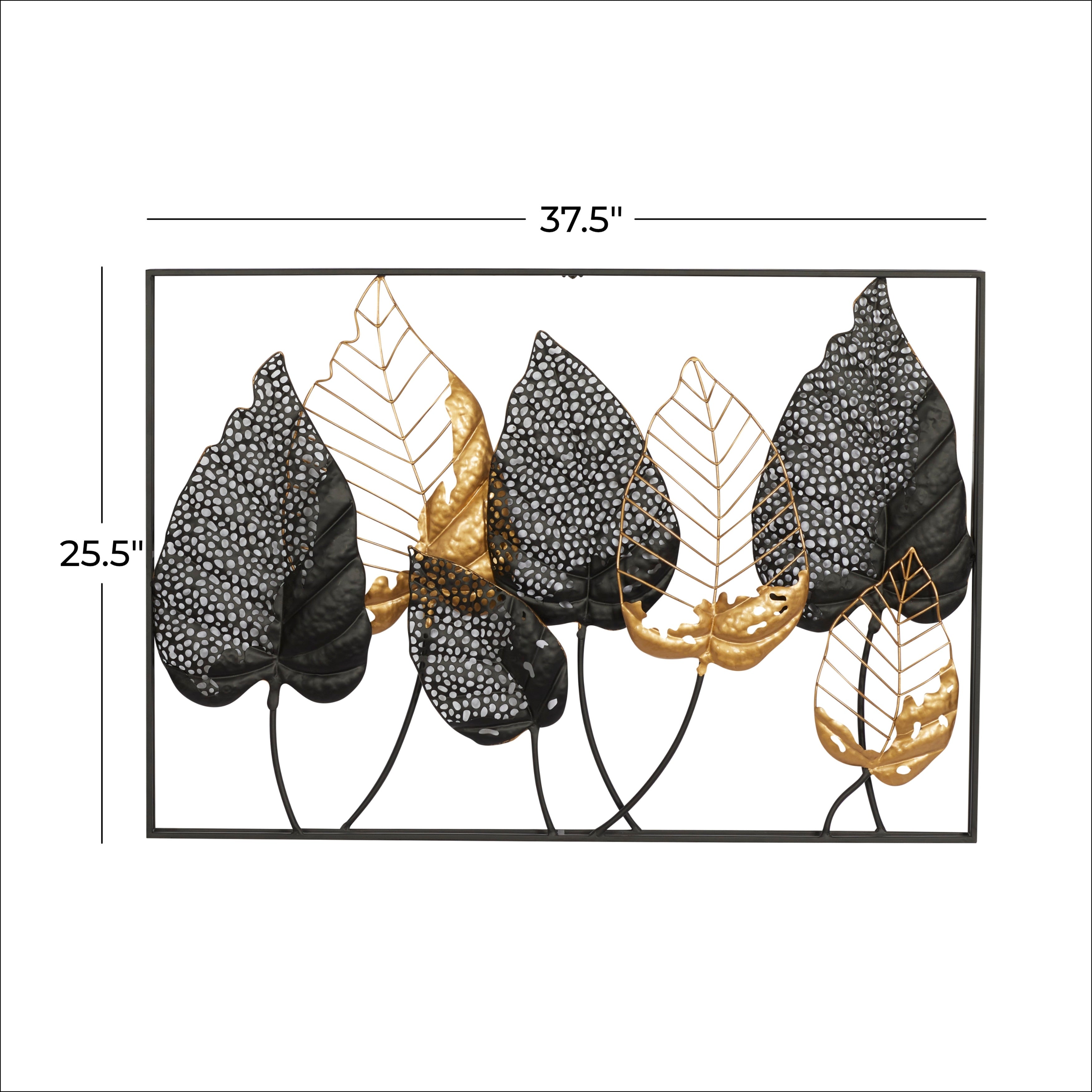 Black Iron Contemporary Wall Decor 26 x 38 x 3