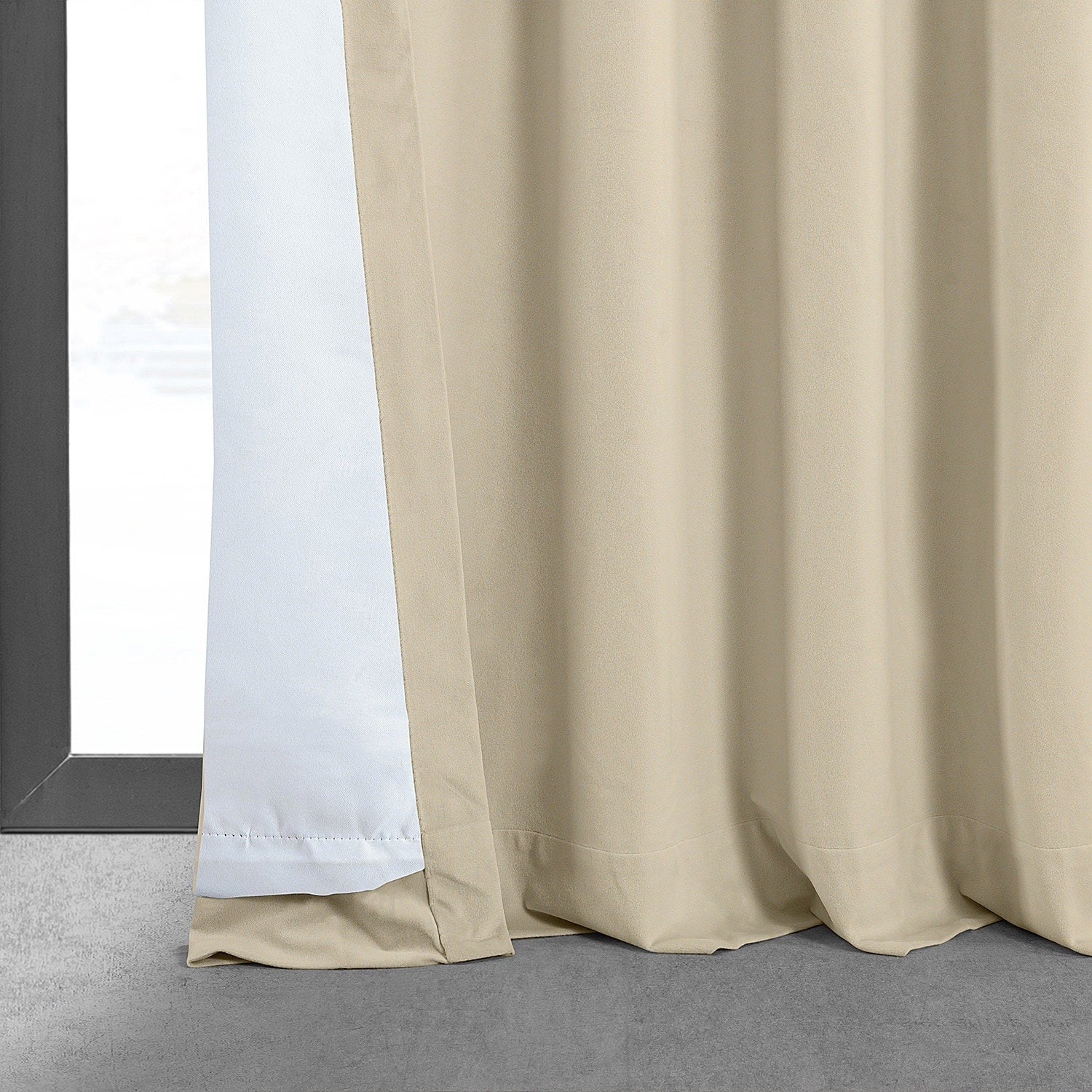 Exclusive Fabrics Signature Light Beige Velvet Curtain (1 Panel)