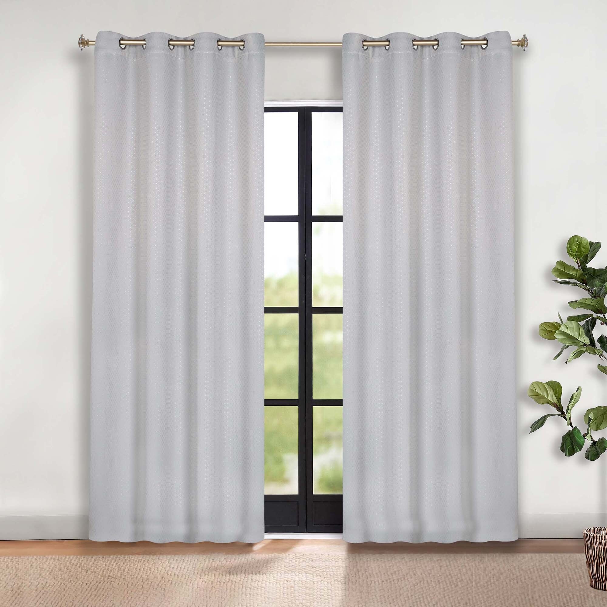 Superior Shimmer Washable Room Darkening Curtains, Set of 2 Panels