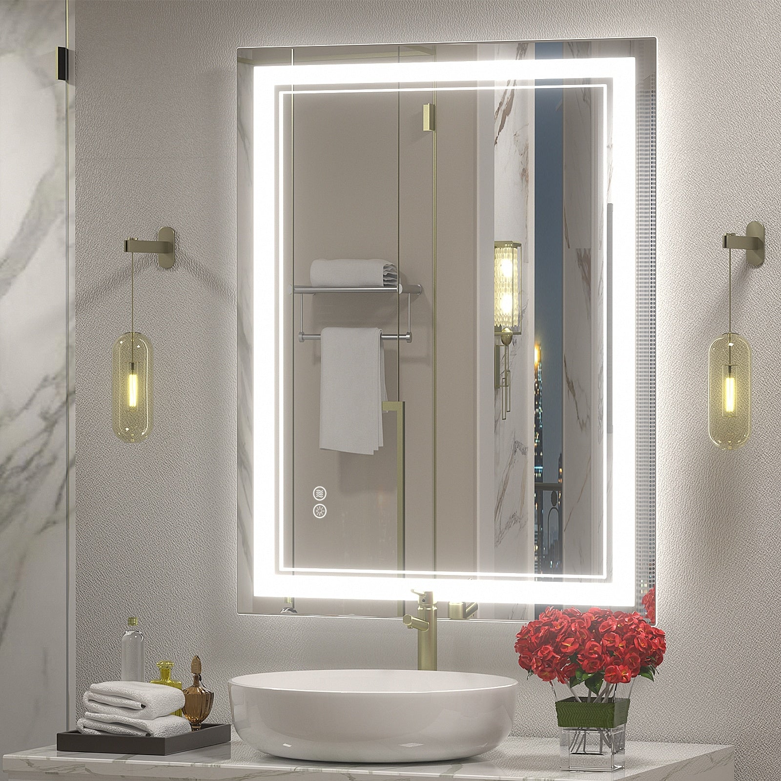 KIOTEE LED Bathroom Mirror with Lights Vanity Mirror for Bathroom Wall