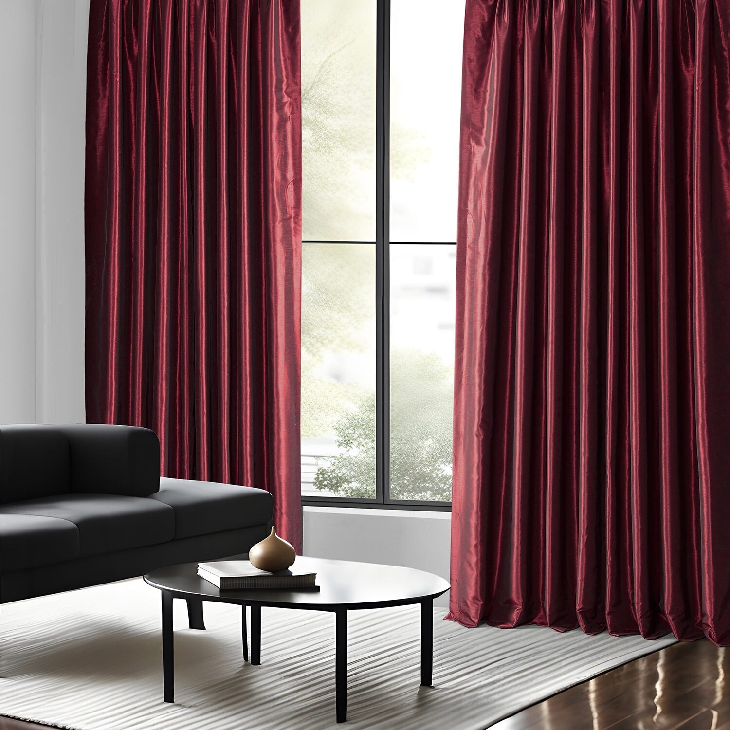 Exclusive Fabrics Textured Dupioni Faux Silk Blackout Grommet Curtain Panel