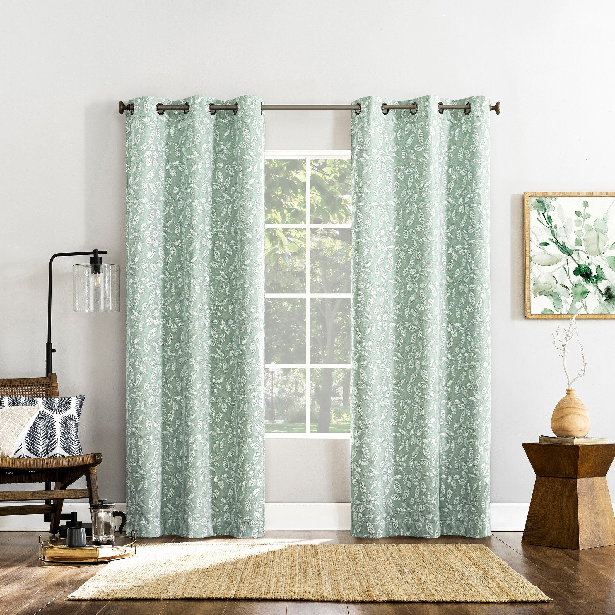 Sun Zero Satti Embroidered Leaf Total Blackout Grommet Curtain Panel, Single Panel