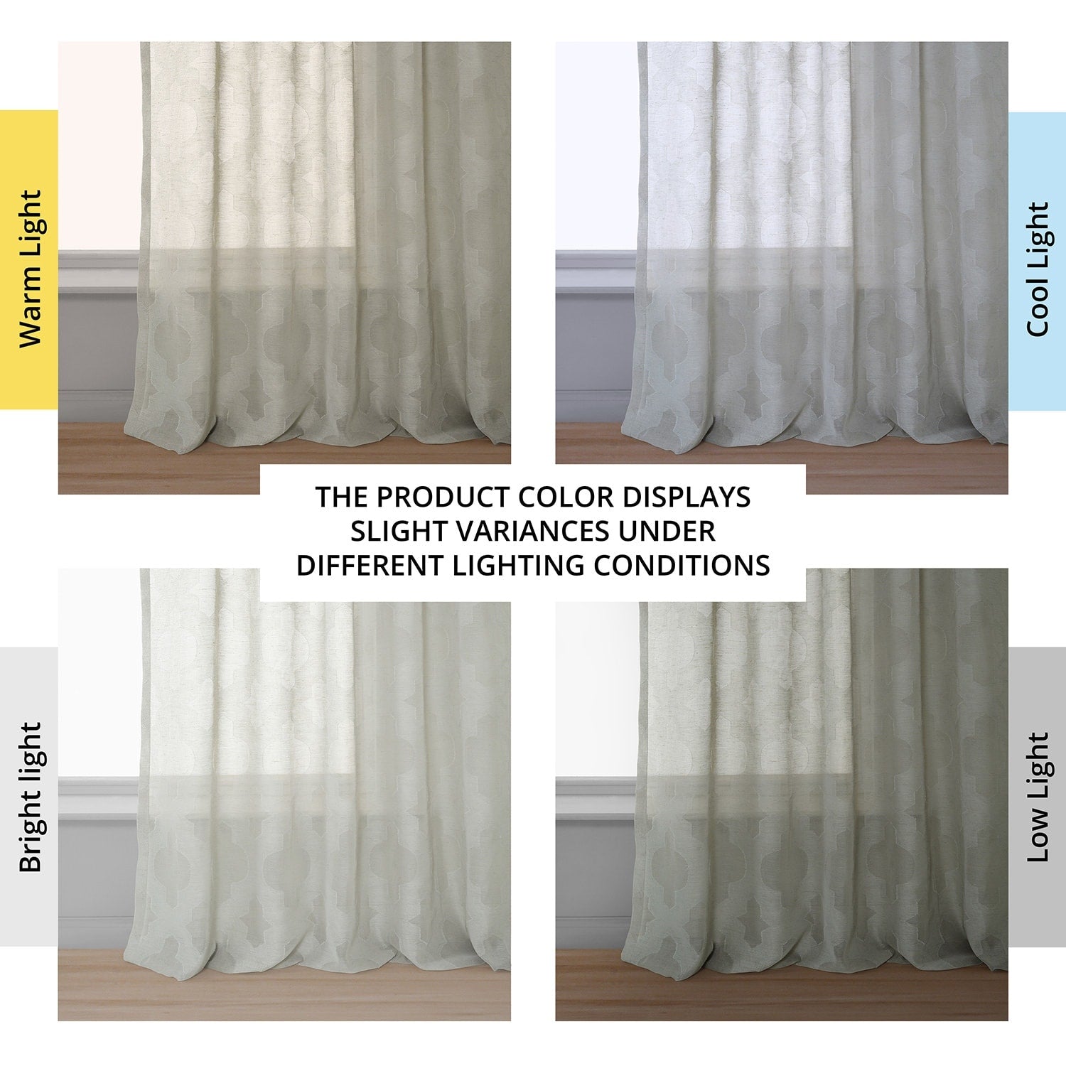 Exclusive Fabrics Calais Tile Patterned Faux Linen Sheer Curtain