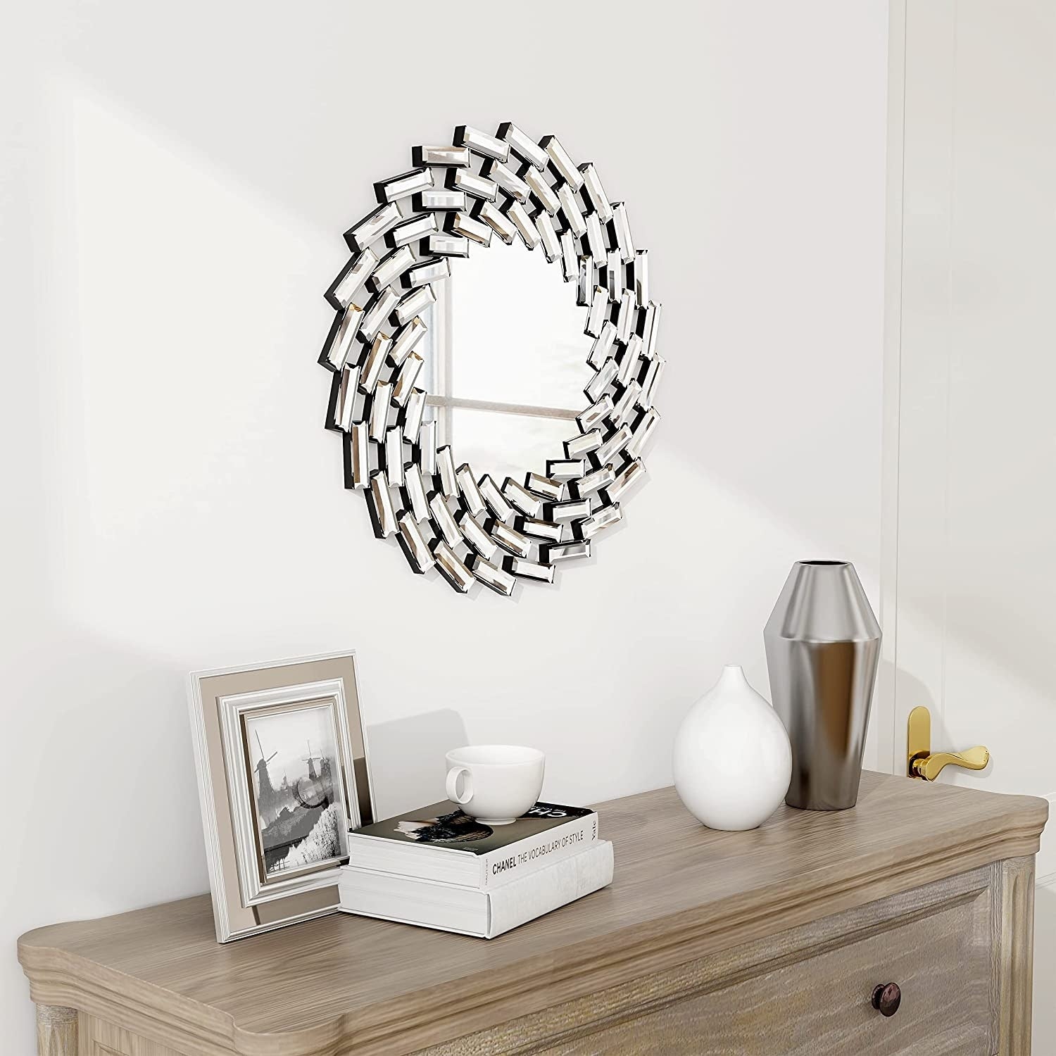 Sunburst Shape Wall Mirror Round Accent Mirror