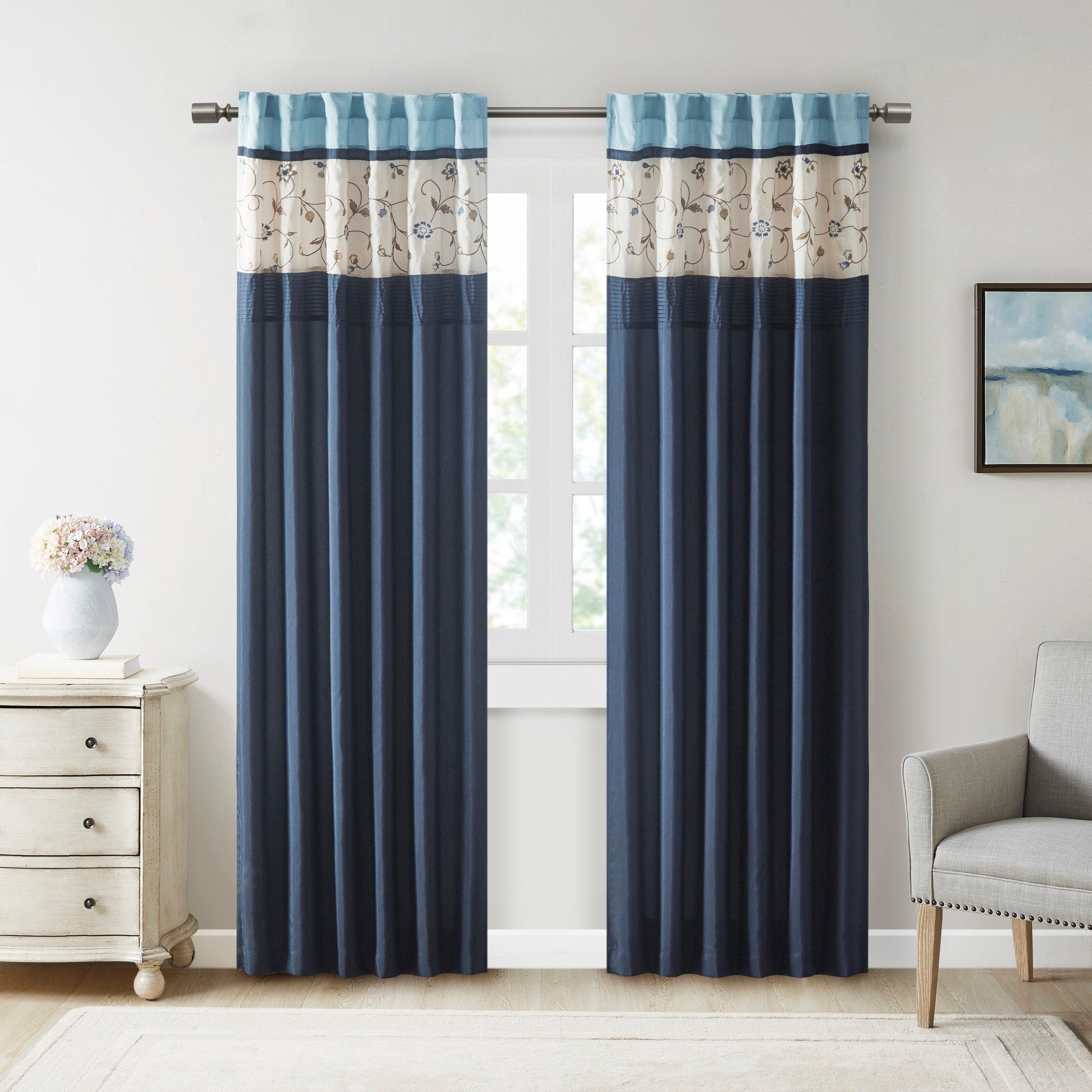 Madison Park Belle Embroidered Window Curtain Panel