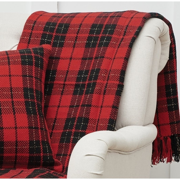 Christmas Red Black Plaid Pillow