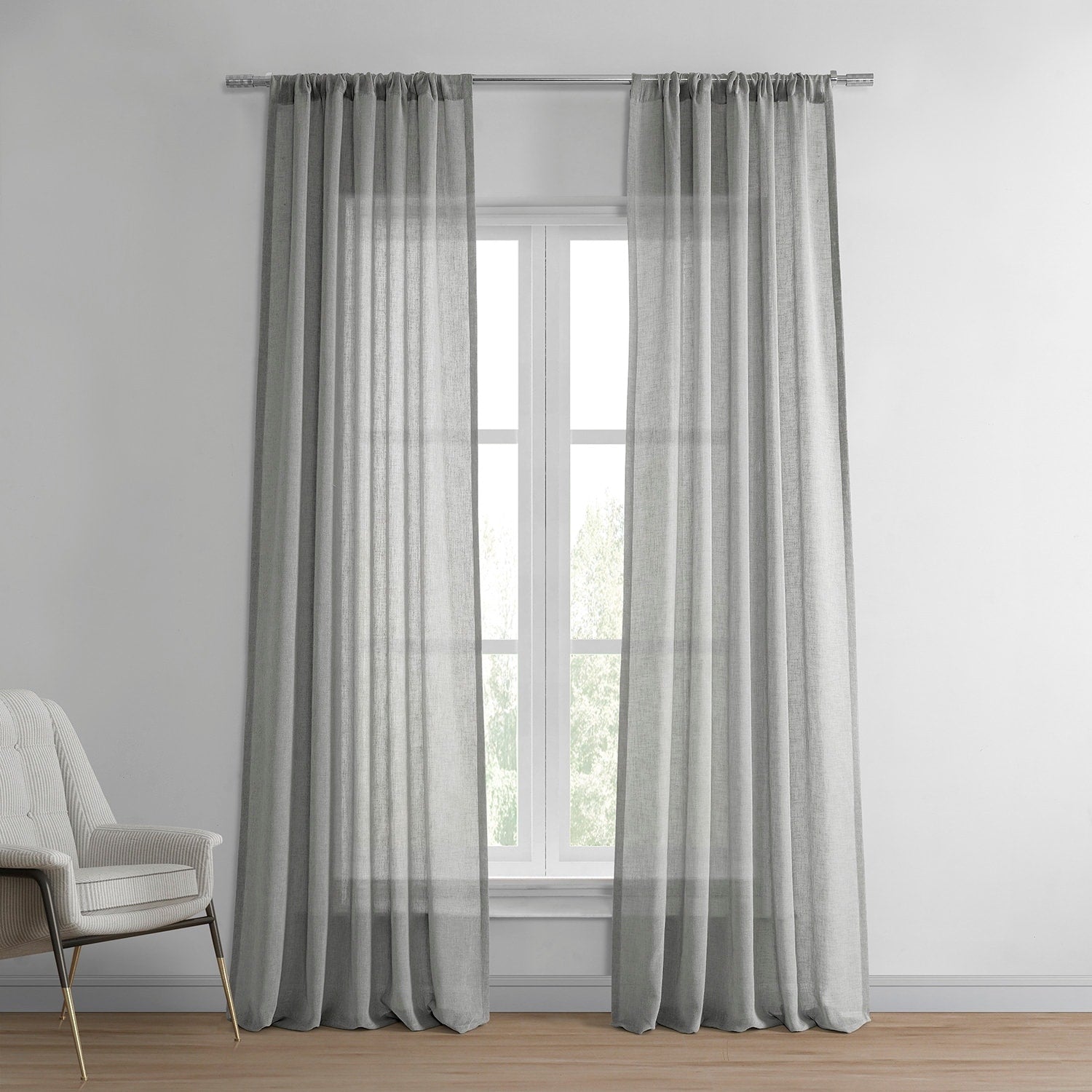 Exclusive Fabrics Solid Faux Linen Sheer Curtain (1 Panel)