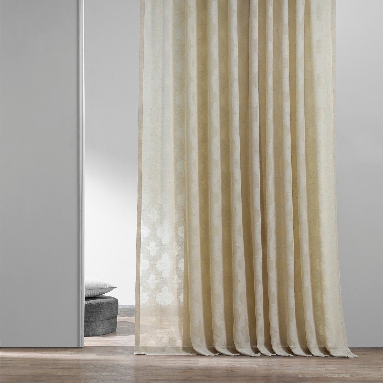 Exclusive Fabrics Calais Tile Patterned Faux Linen Sheer Curtain