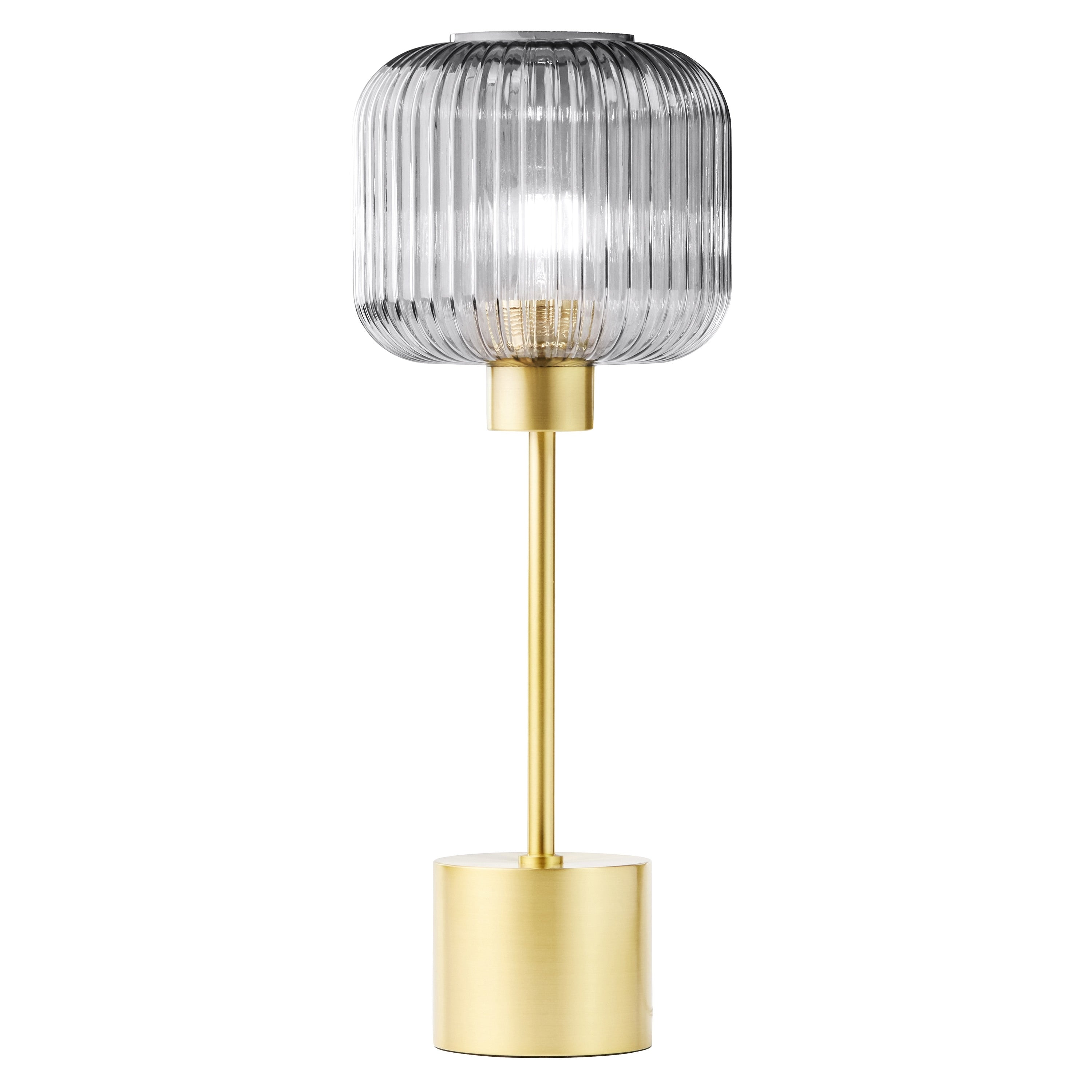 Rowan River of Goods 21.25-Inch Brushed Gold Metal Table Lamp with Glass Shade