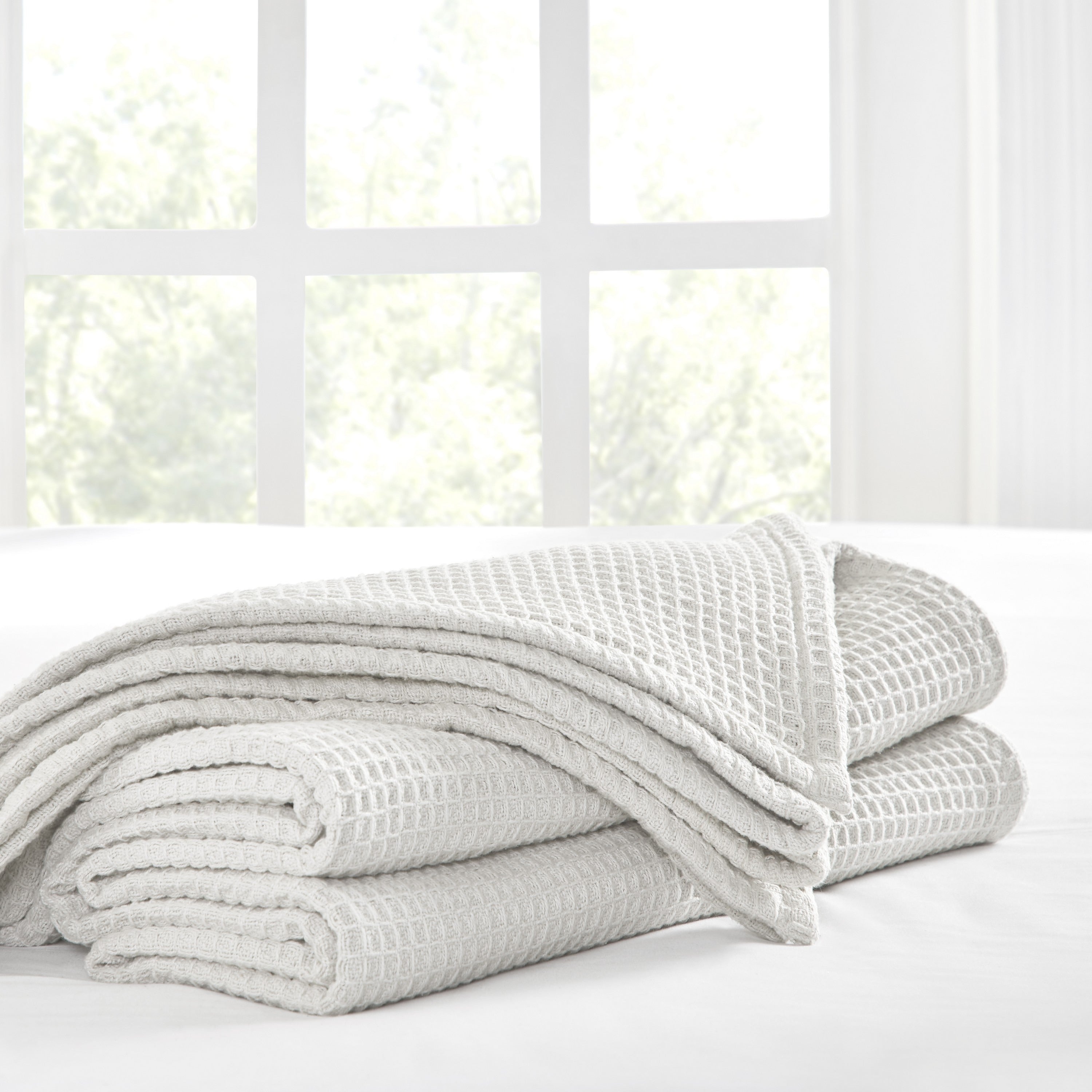 Tahari Home Samantha Soft Waffle Textured Cotton Blanket