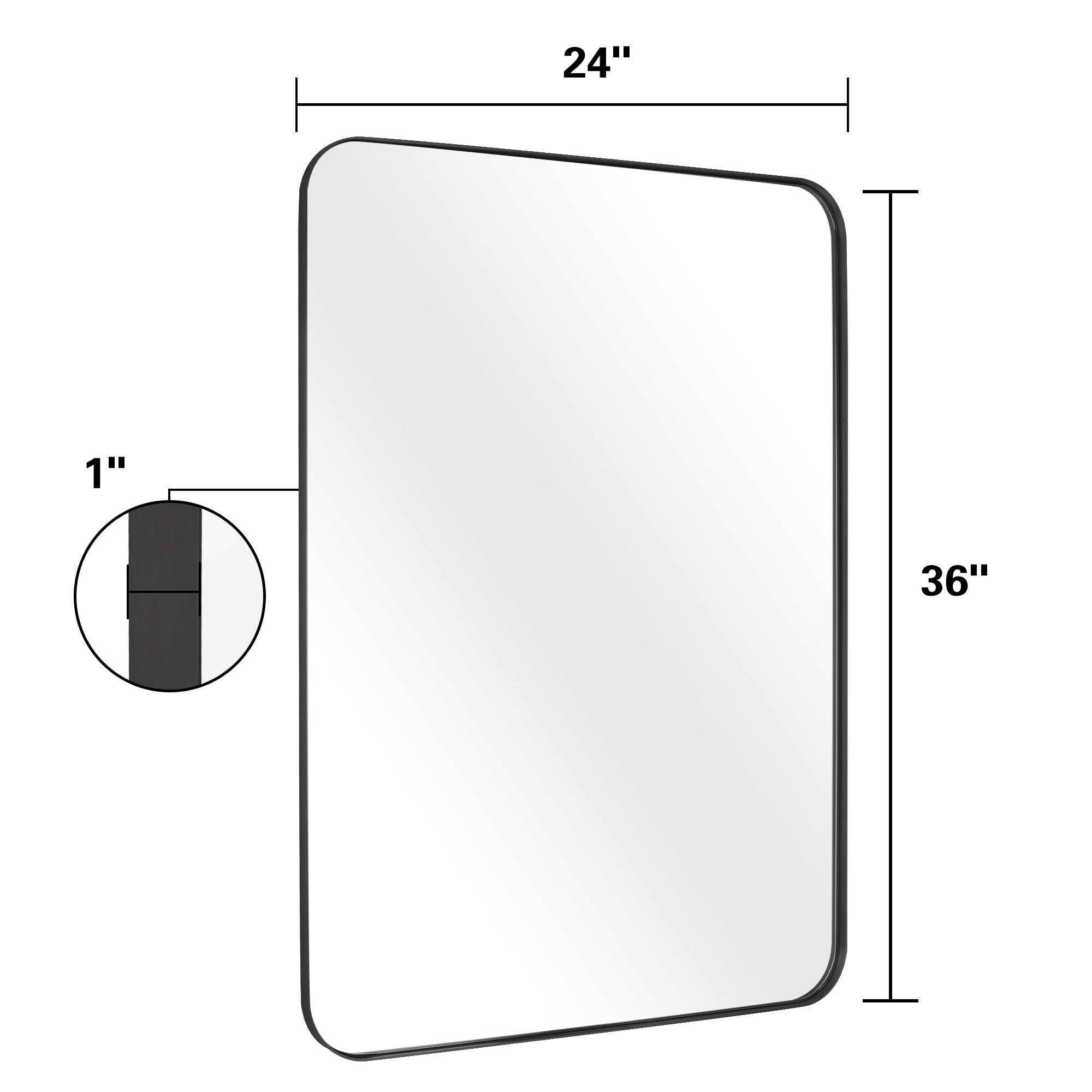 Modern Wall Mirrors, Rectangular Mirror with Stainless Steel Framed, Bathroom Mirror with Round Corner, Vanity Mirror