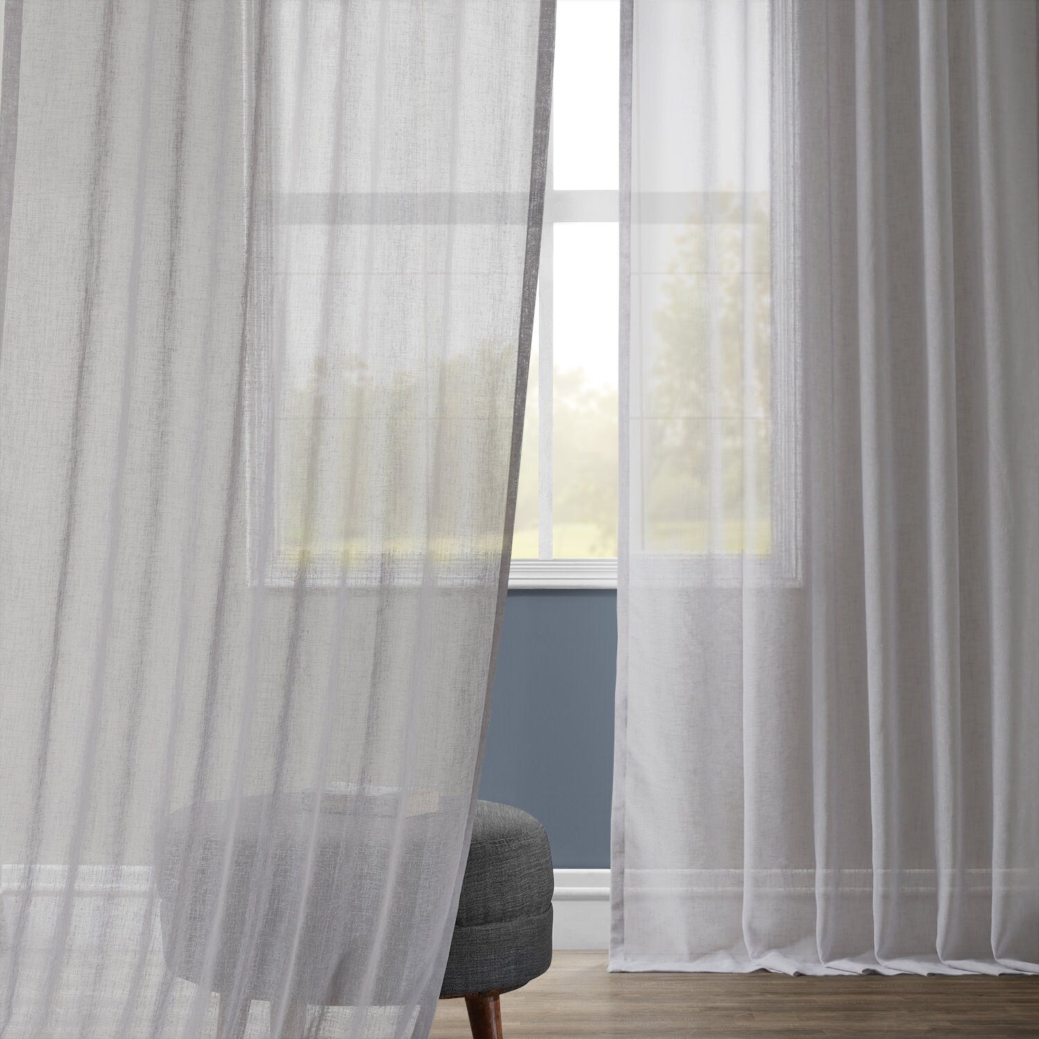 Exclusive Fabrics Solid Faux Linen Sheer Curtain (1 Panel)