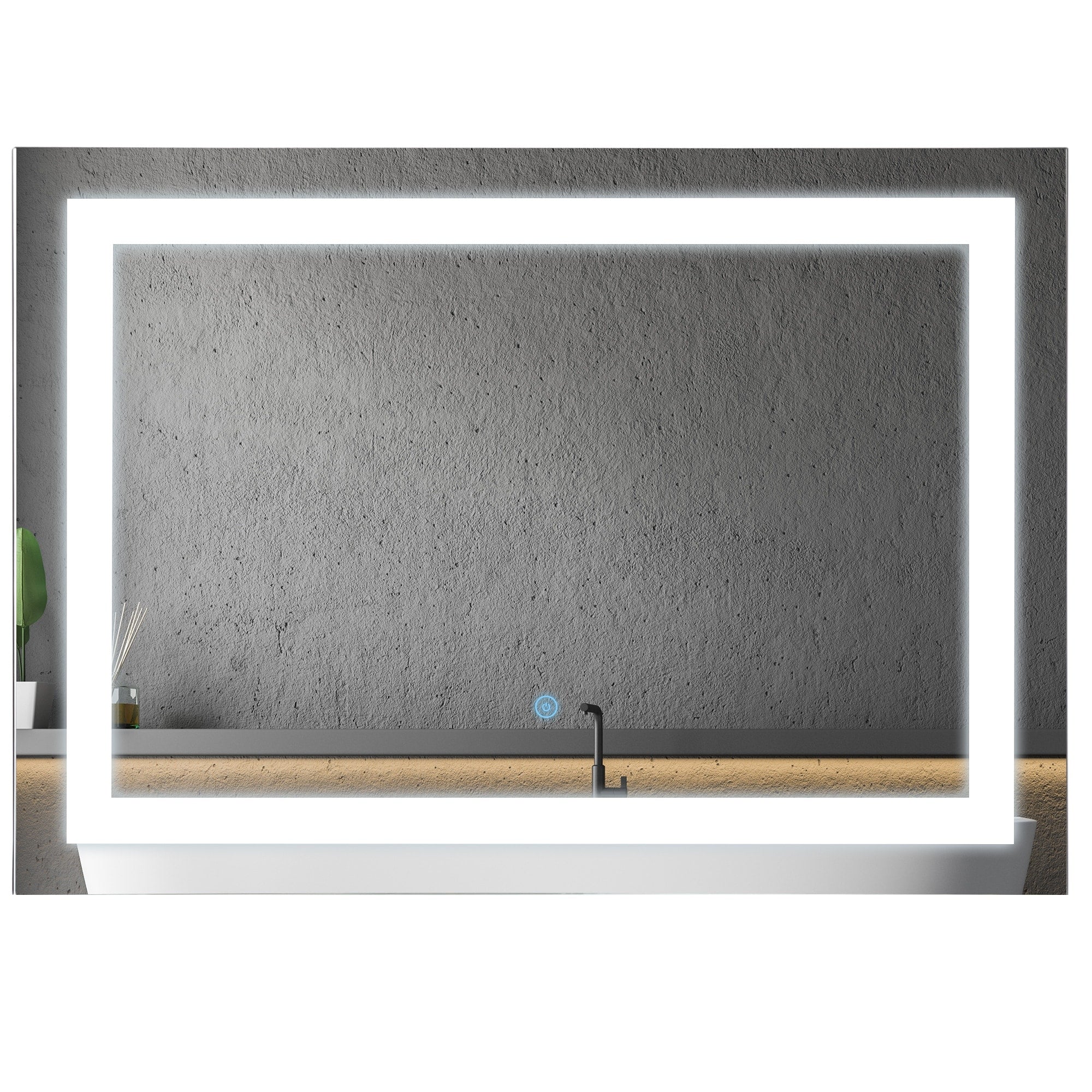 HOMCOM 28 LED Illuminated Bathroom Wall Vanity Mirror with Outline LEDs, Adjustable Horizontally or Vertically, Silver