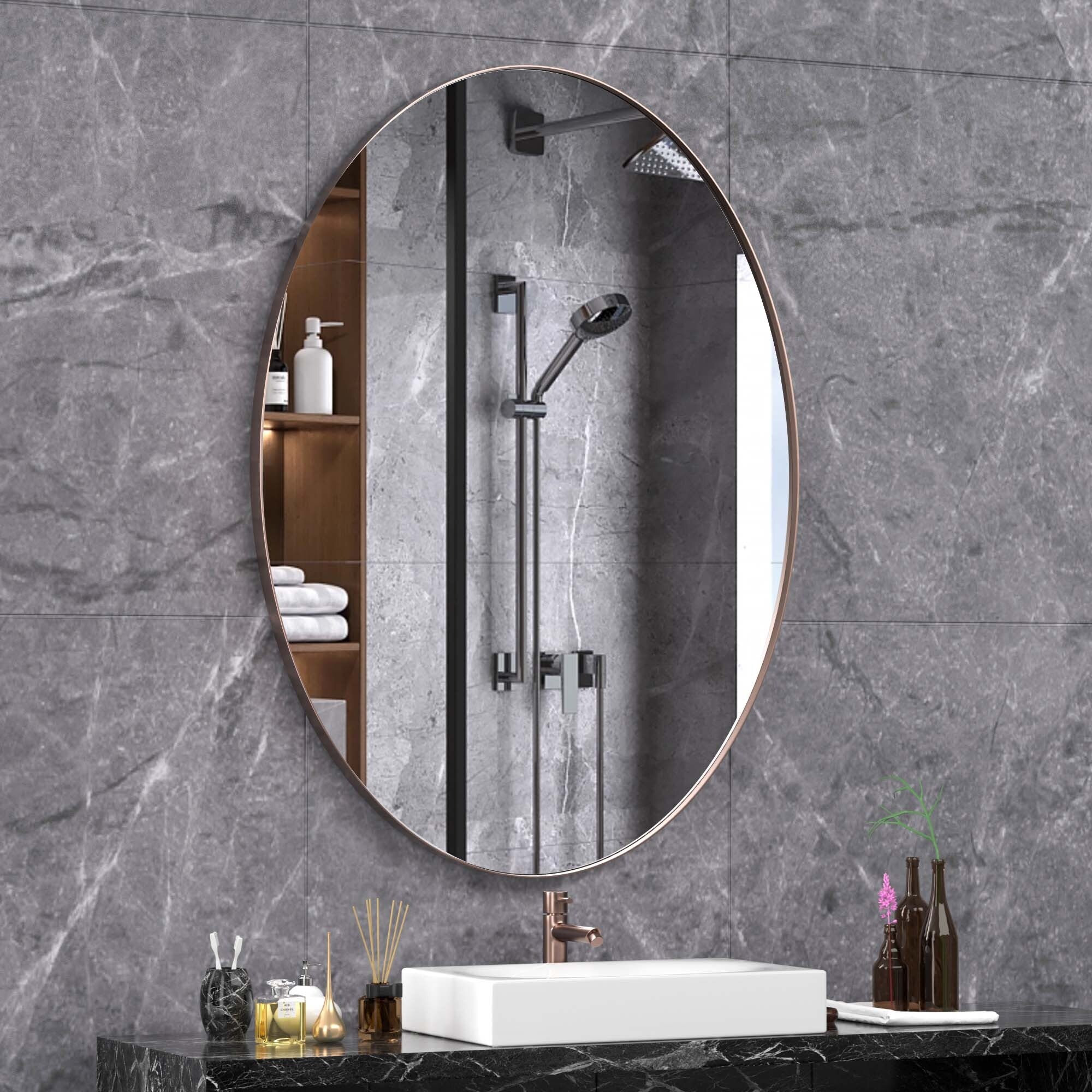 Wall Mirror Bathroom Mirror with Stainless Steel Frame (1 Piece)