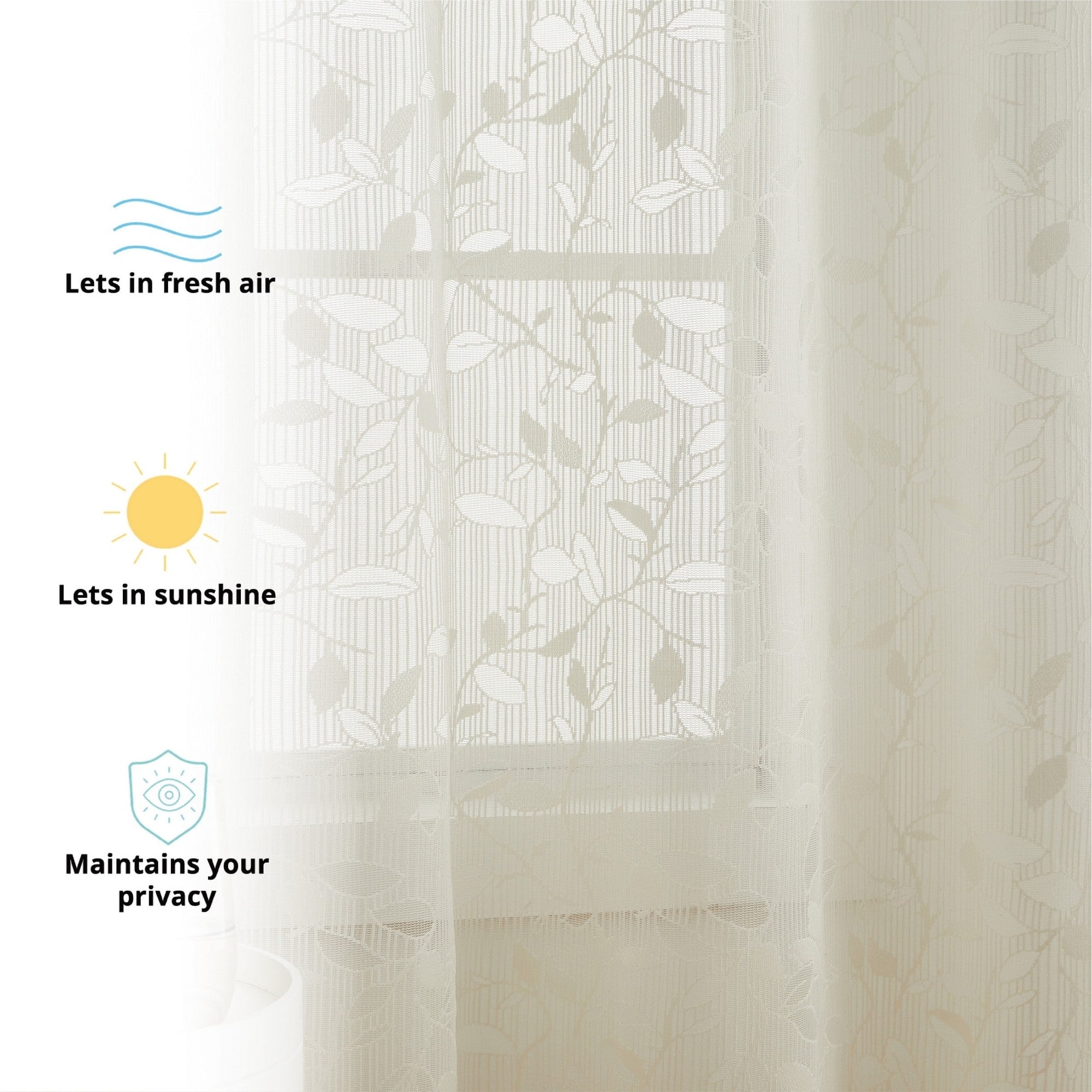 HLC.me Joyce Floral Decorative Semi Sheer Light Filtering Grommet Window Treatment Curtain Panels - Set of 2 Panels