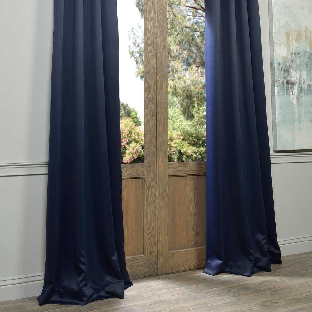 Exclusive Fabrics Navy Blue Grommet Room Darkening Curtain Panel Pair (2 Panels)