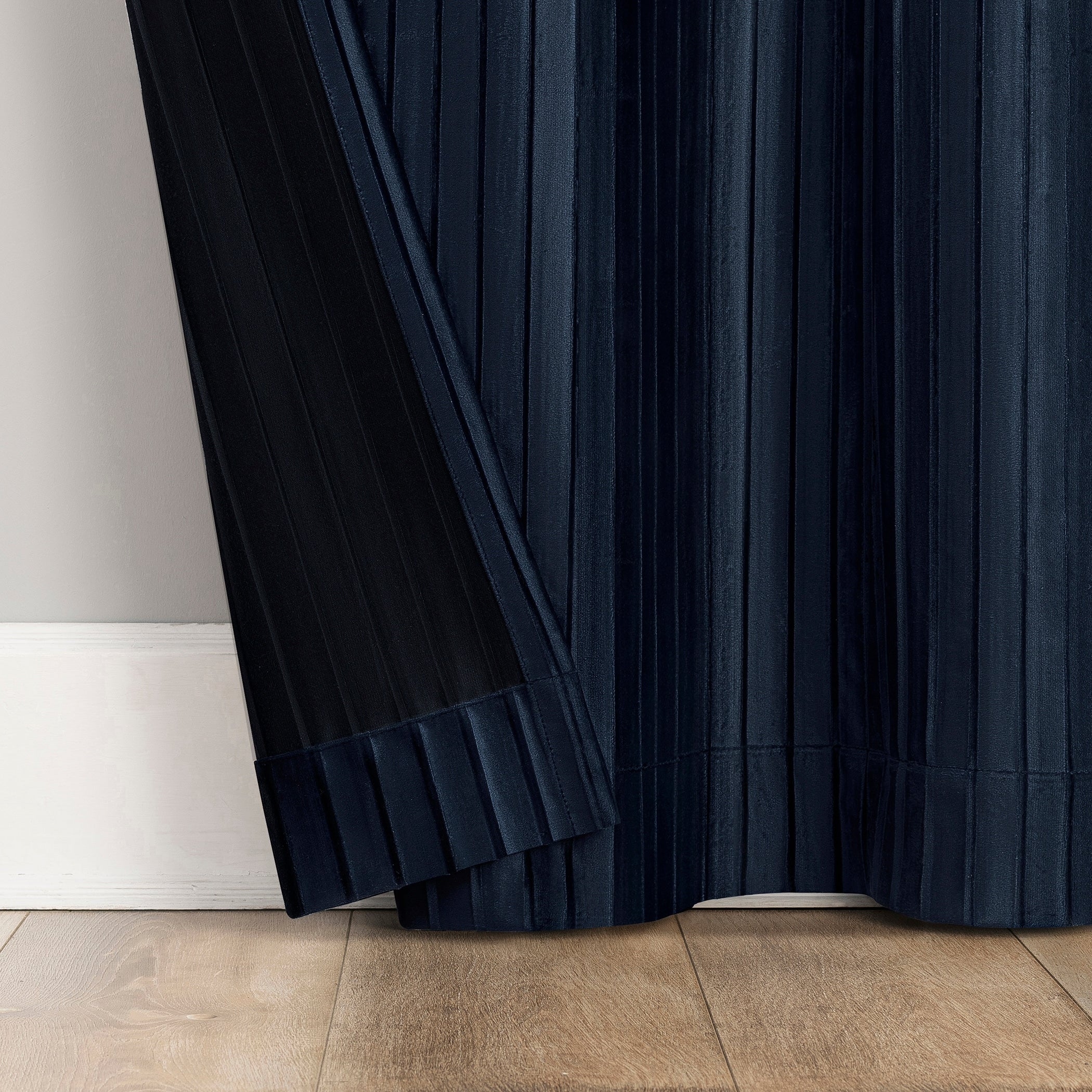 Sun Zero Cascade Pleated Velvet Blackout Grommet 1-Piece Curtain Panel, Single Panel