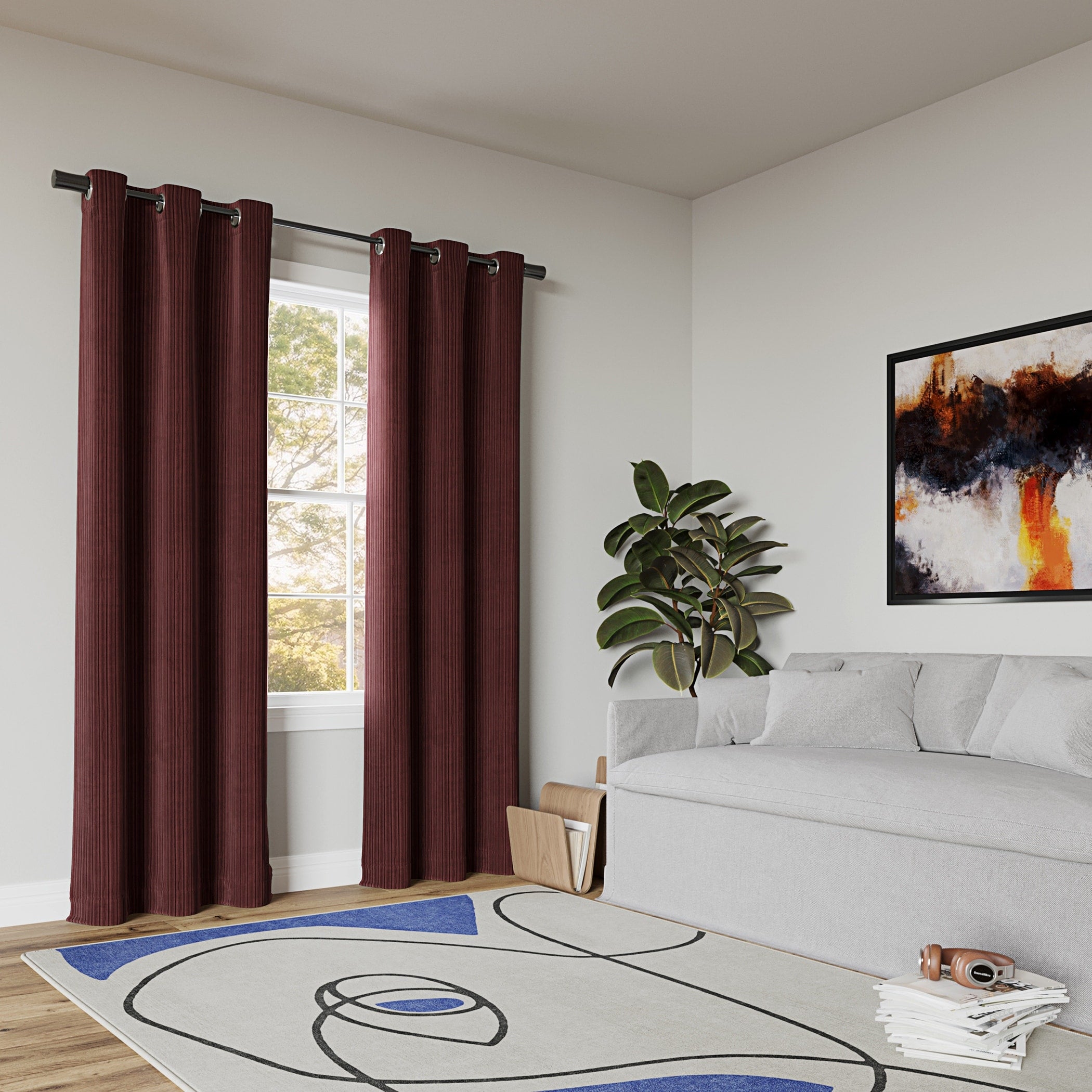 Sun Zero Cascade Pleated Velvet Blackout Grommet 1-Piece Curtain Panel, Single Panel