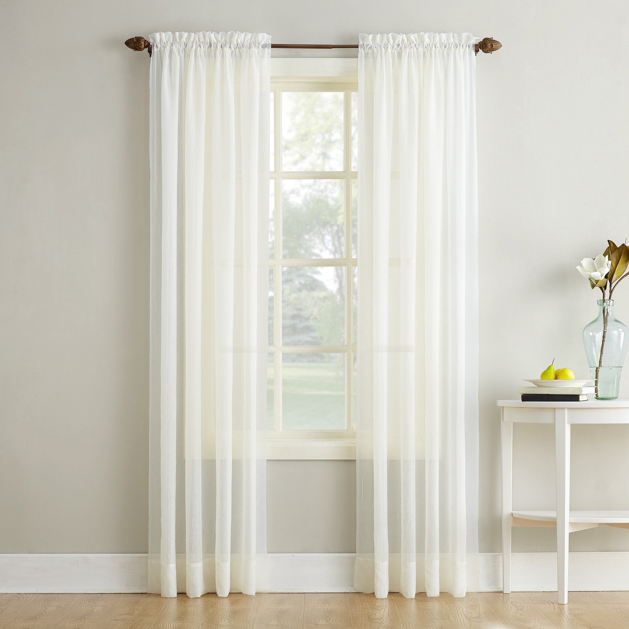 No. 918 Erica Crushed Voile Sheer Rod Pocket 1-Piece Curtain Panel, Single Panel