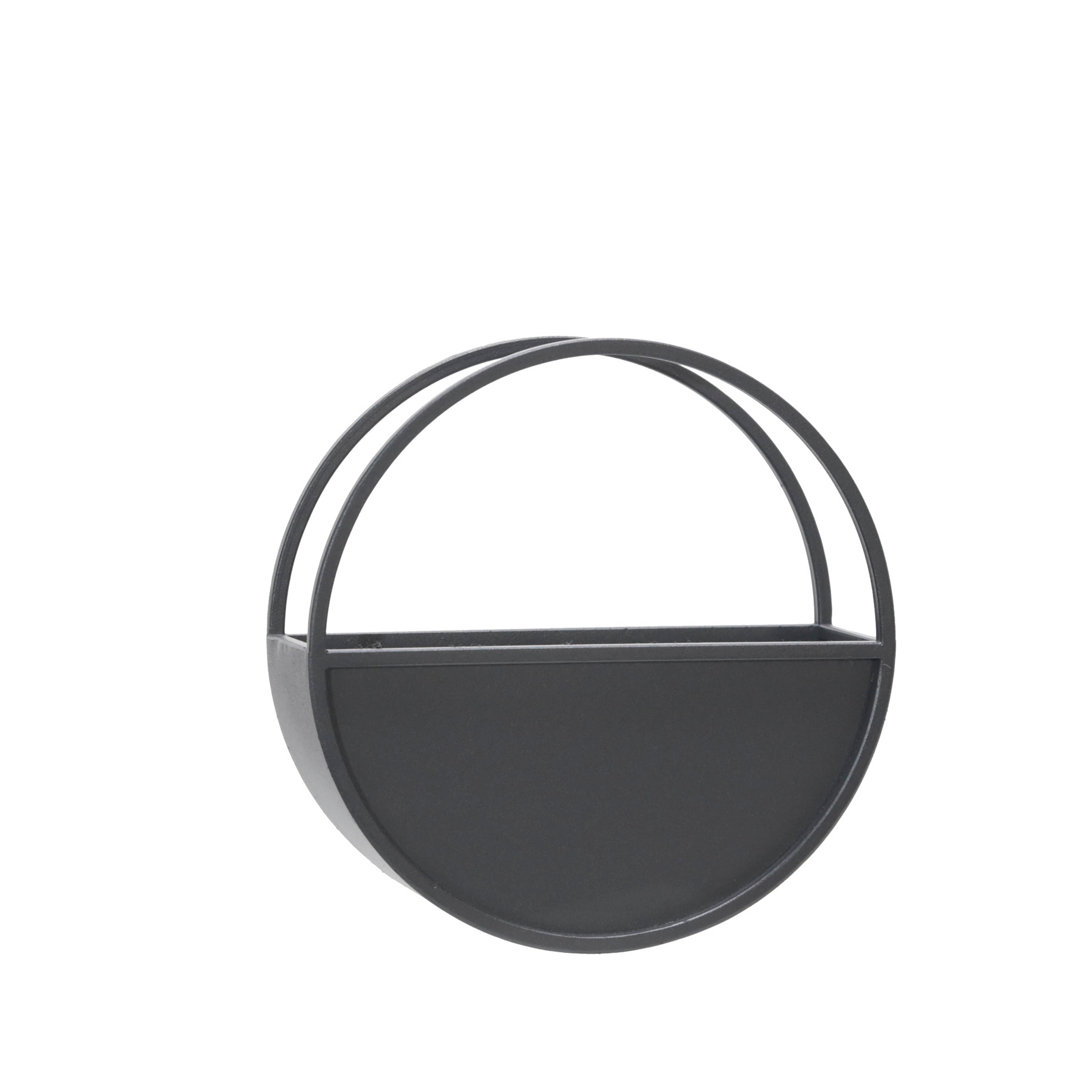 Sagebrook Home Modern Set of 2 Metal Round Wall Planters Black Iron Plant Holders for Indoor/Outdoor - 12 x 4 x 12