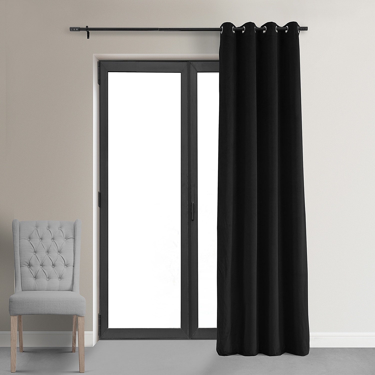 Exclusive Fabrics Warm Black Grommet Velvet Blackout Curtain (1 Panel)