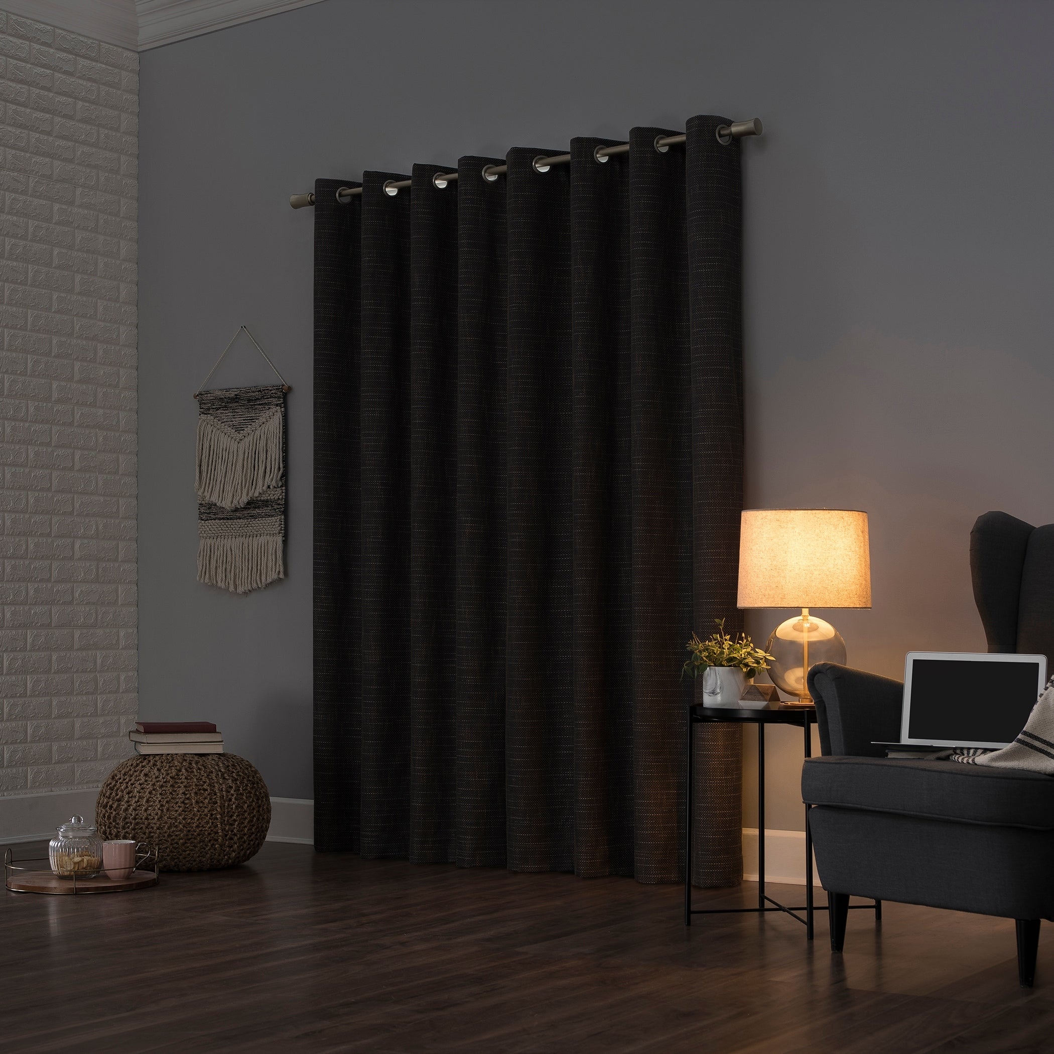 Sun Zero Kline Burlap Weave Thermal Extreme Total Blackout Grommet Curtain Panel, Single Panel