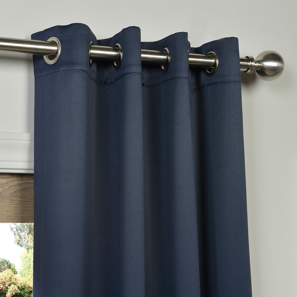 Exclusive Fabrics Navy Blue Grommet Room Darkening Curtain Panel Pair (2 Panels)