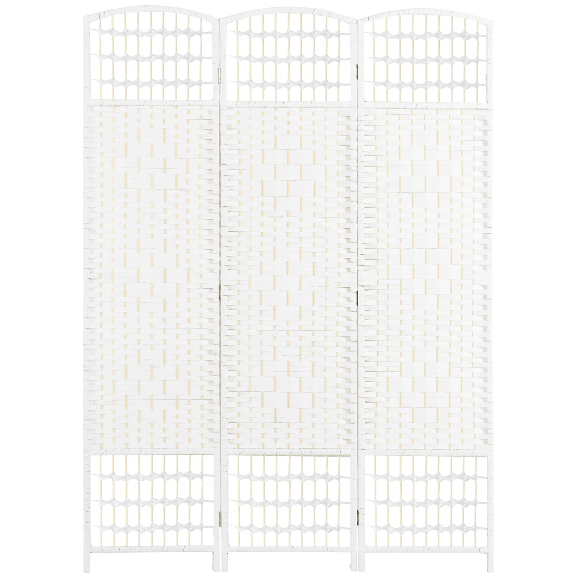 HOMCOM Panel Room Divider, 5.6 Ft Tall Folding Privacy Screen, Wave Fiber Freestanding Partition Wall Divider, White