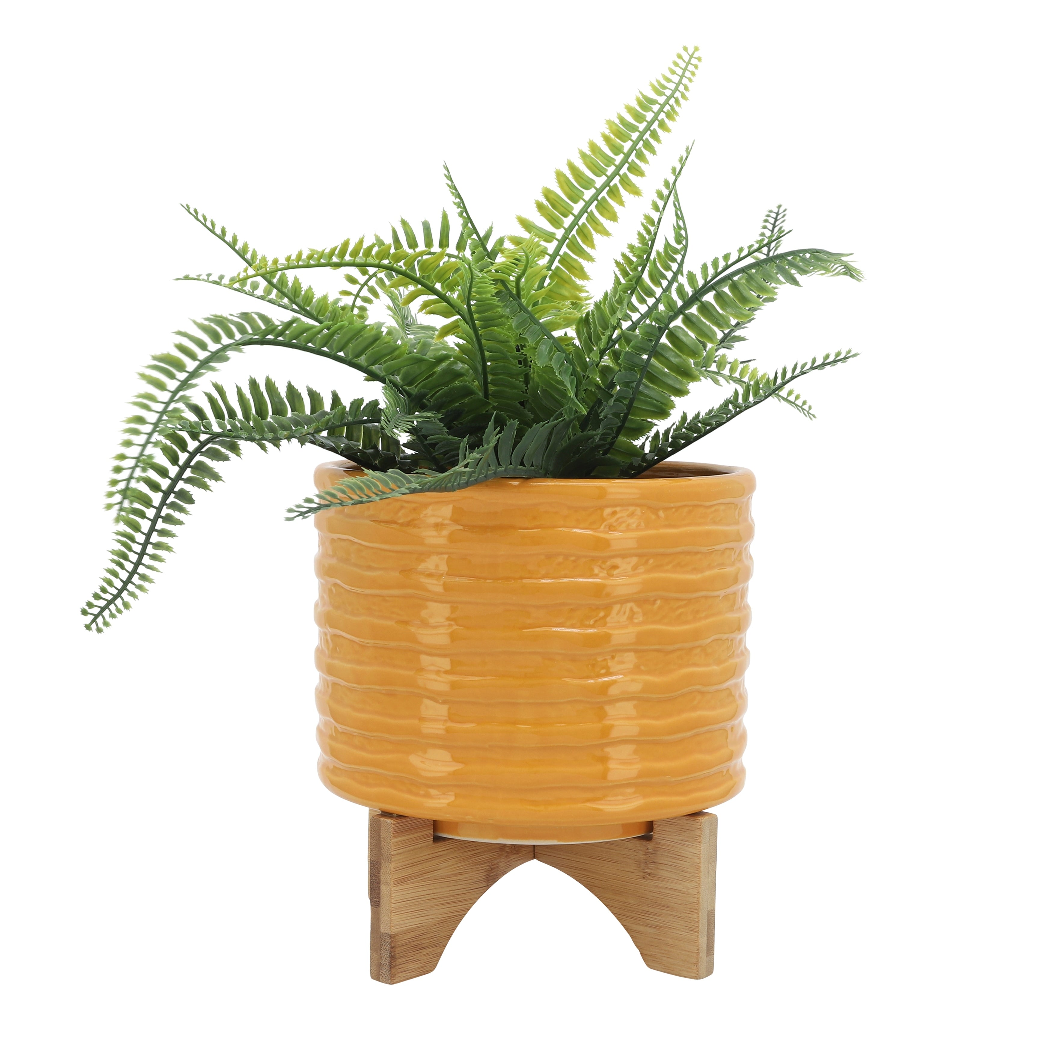 Sagebrook Home Modern Textured Ceramic Planter with Stand Indoor Outdoor