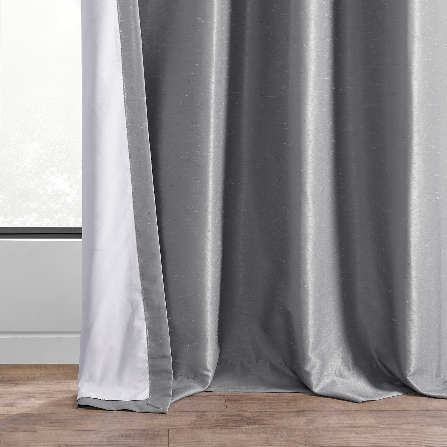 Exclusive Fabrics Textured Dupioni Faux Silk Blackout Grommet Curtain Panel