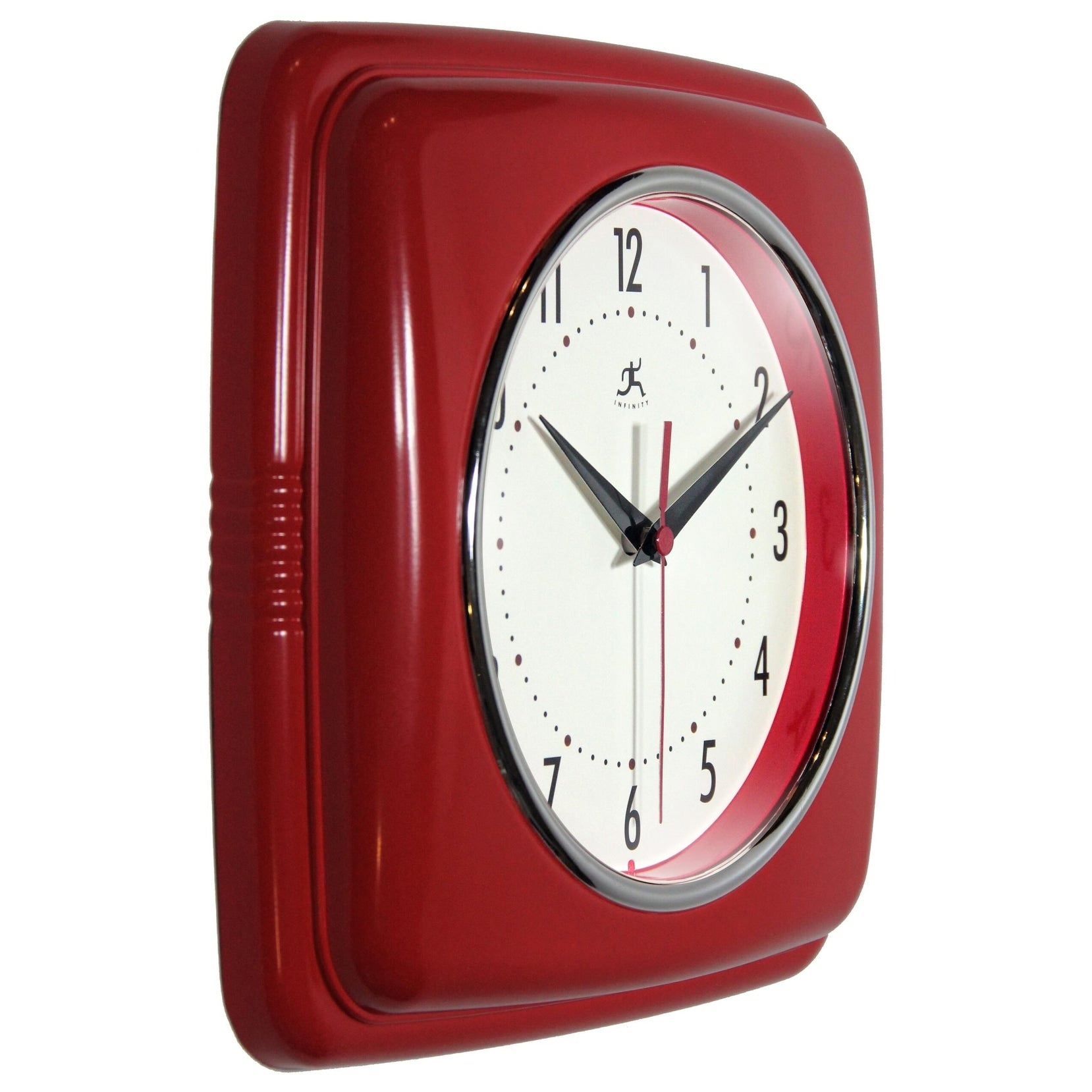 Infinity Instruments Retro 9.25-inch Square Wall Clock - 9.25 x 1.875 x 9.5