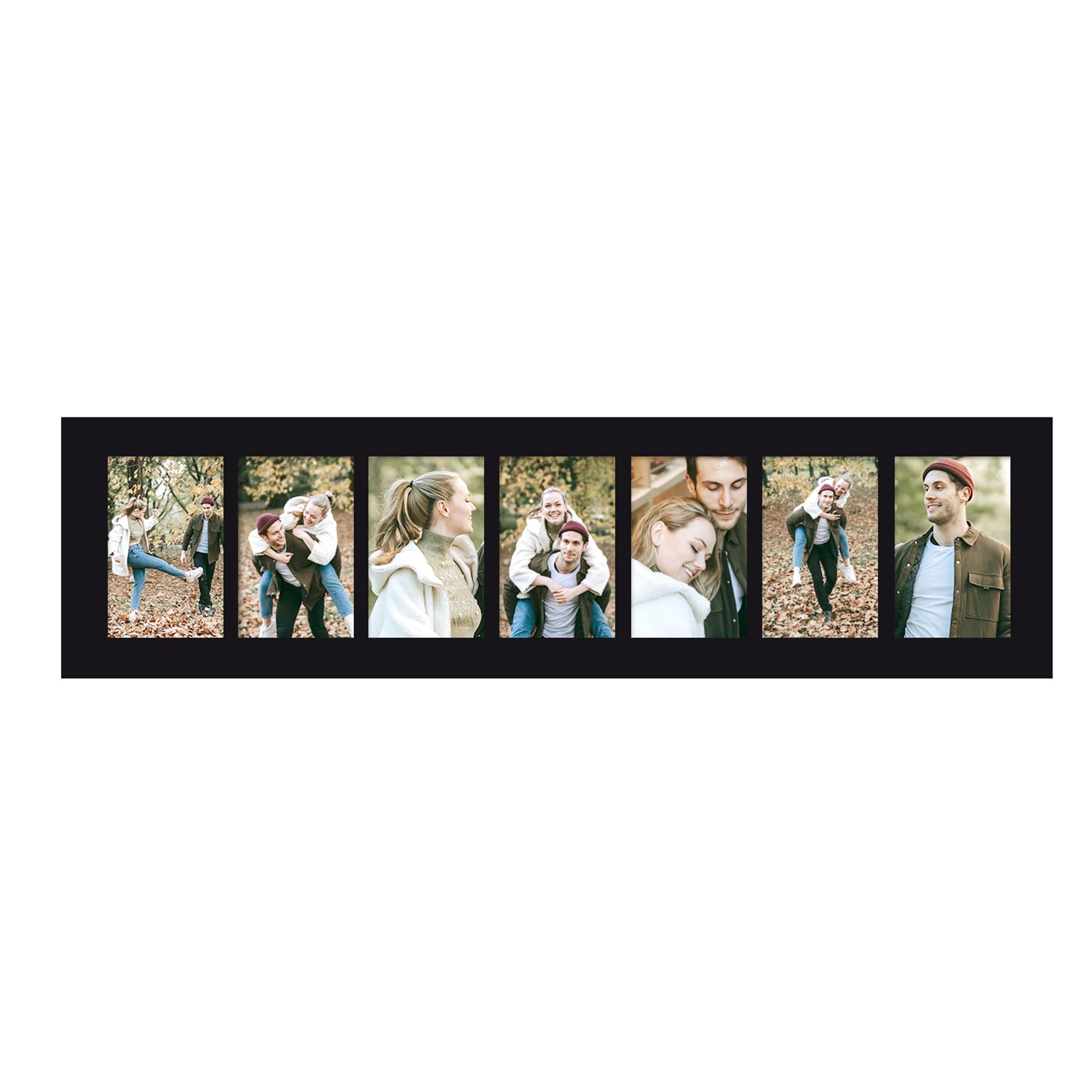 Adeco Black Wood Hanging Divided 4 x 6-inch Photo Frame with 7 Openings