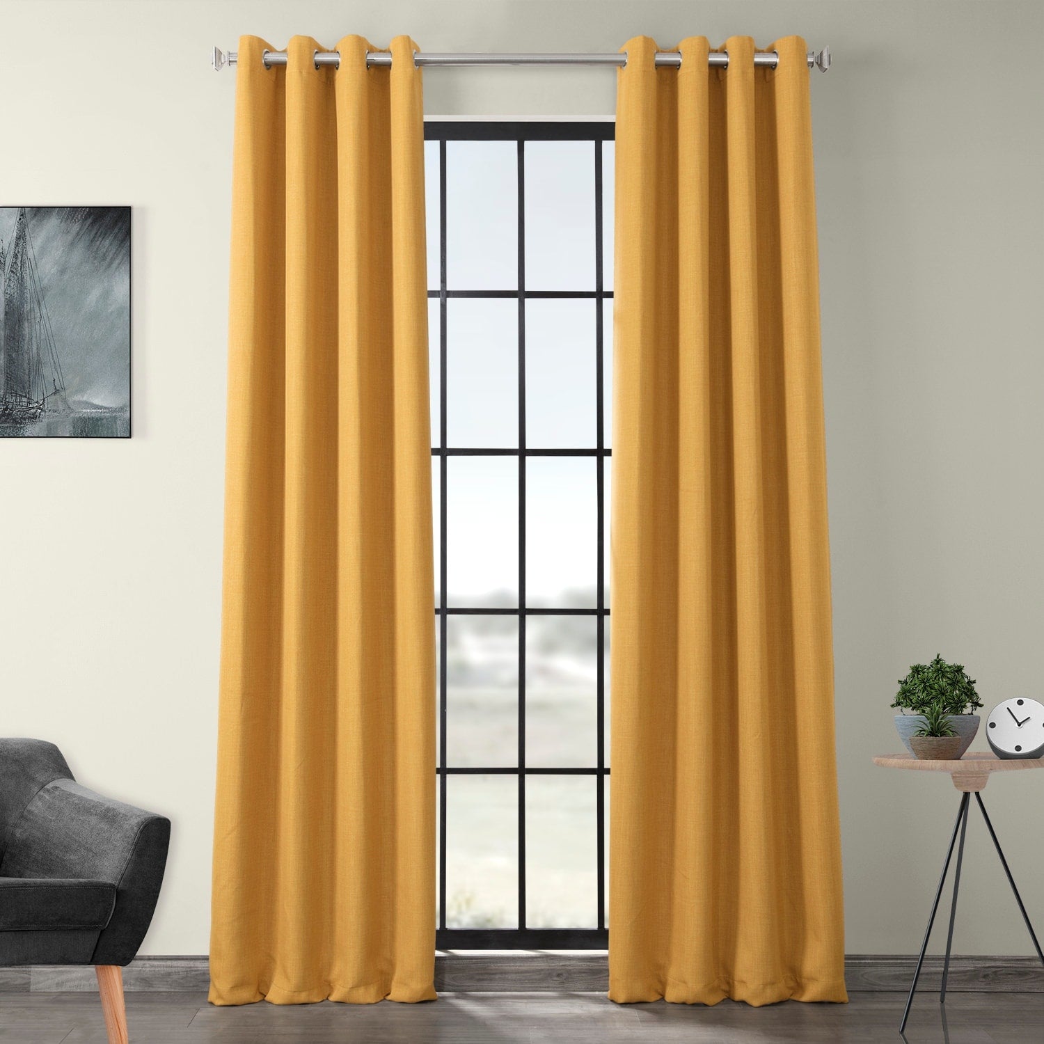 Exclusive Fabrics Faux Linen Grommet Room Darkening Curtain (1 Panel)